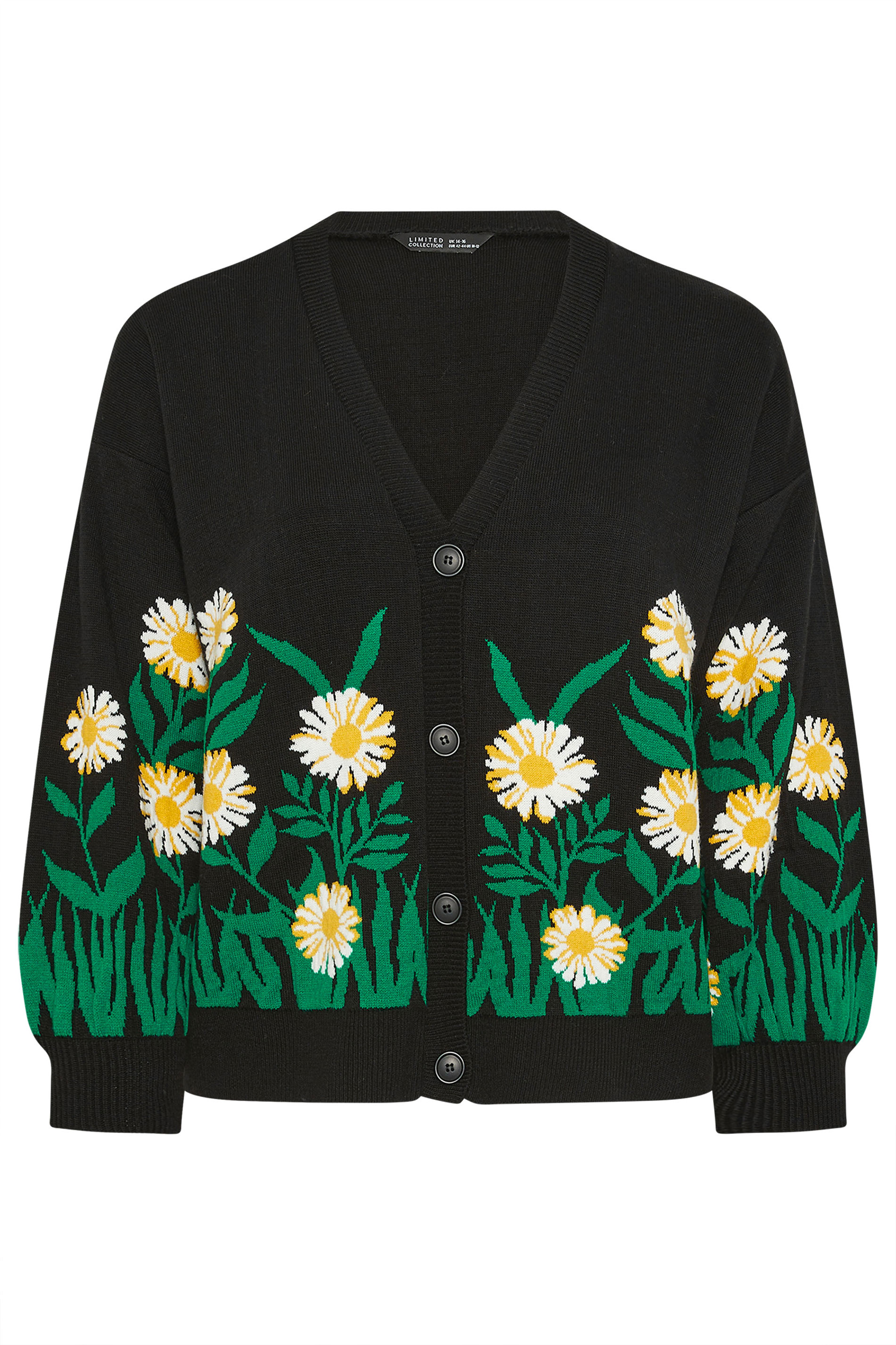 LIMITED COLLECTION Plus Size Black Floral Knitted Cardigan | Yours Clothing 5