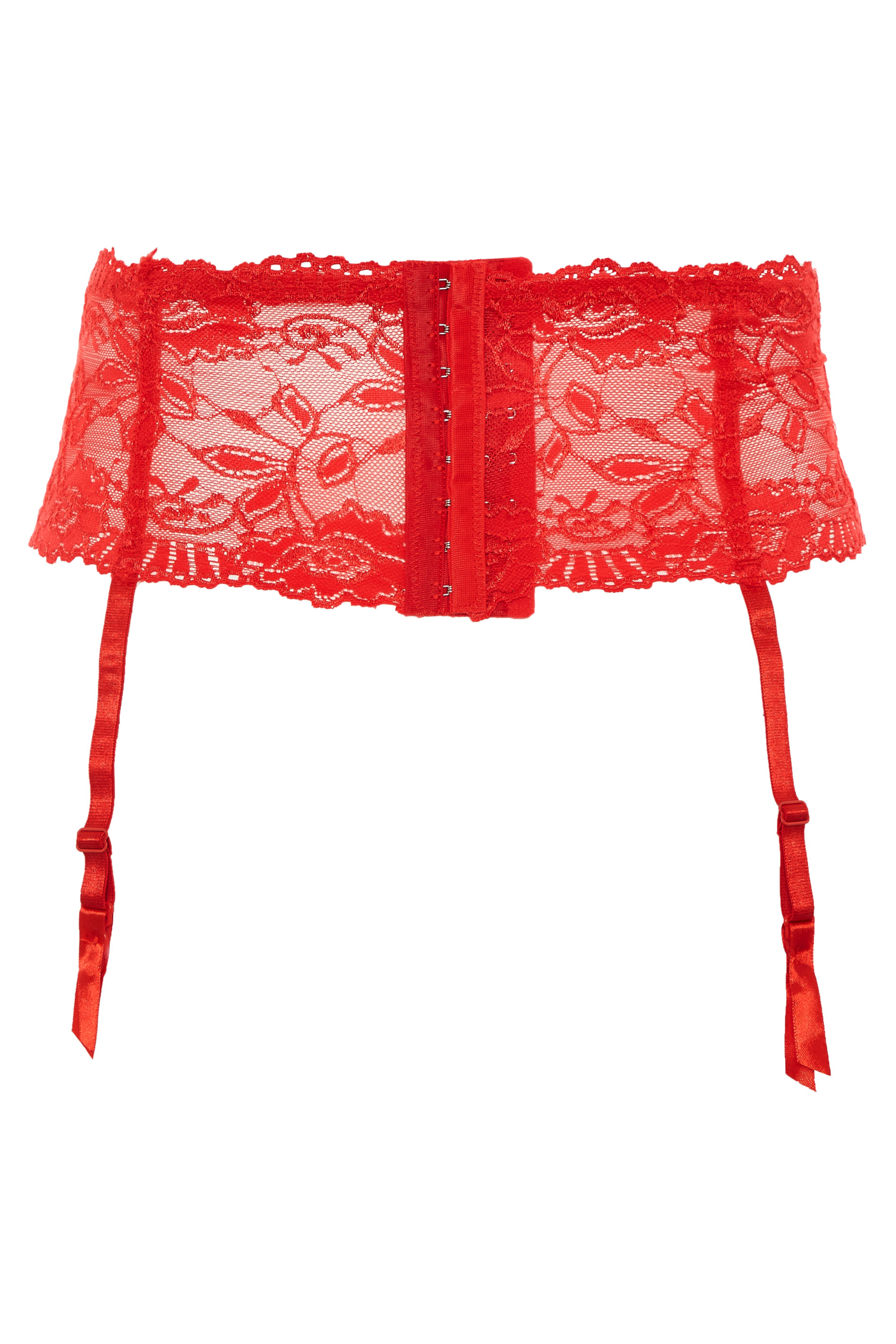 Red Deep Lace Suspender Belt | Yours Clothing