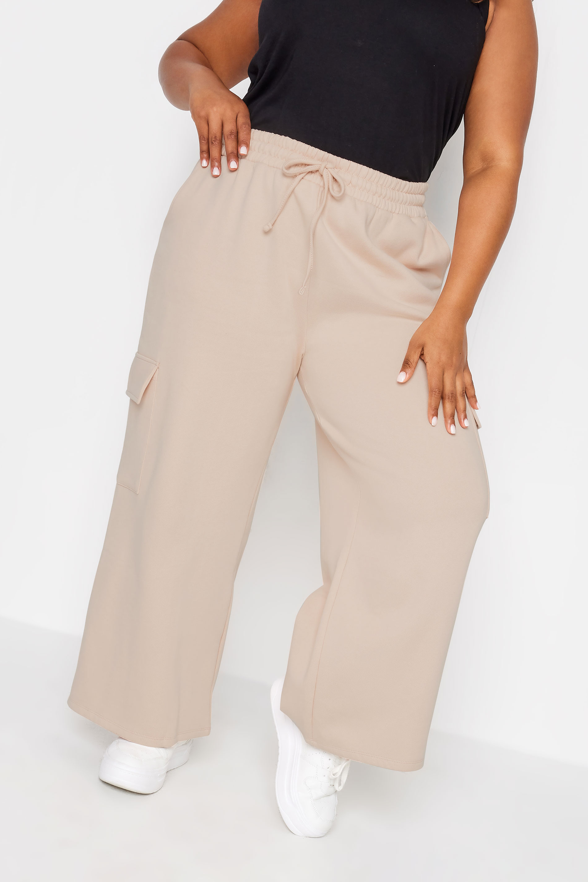 YOURS Plus Size Beige Brown Wide Leg Cargo Joggers 1