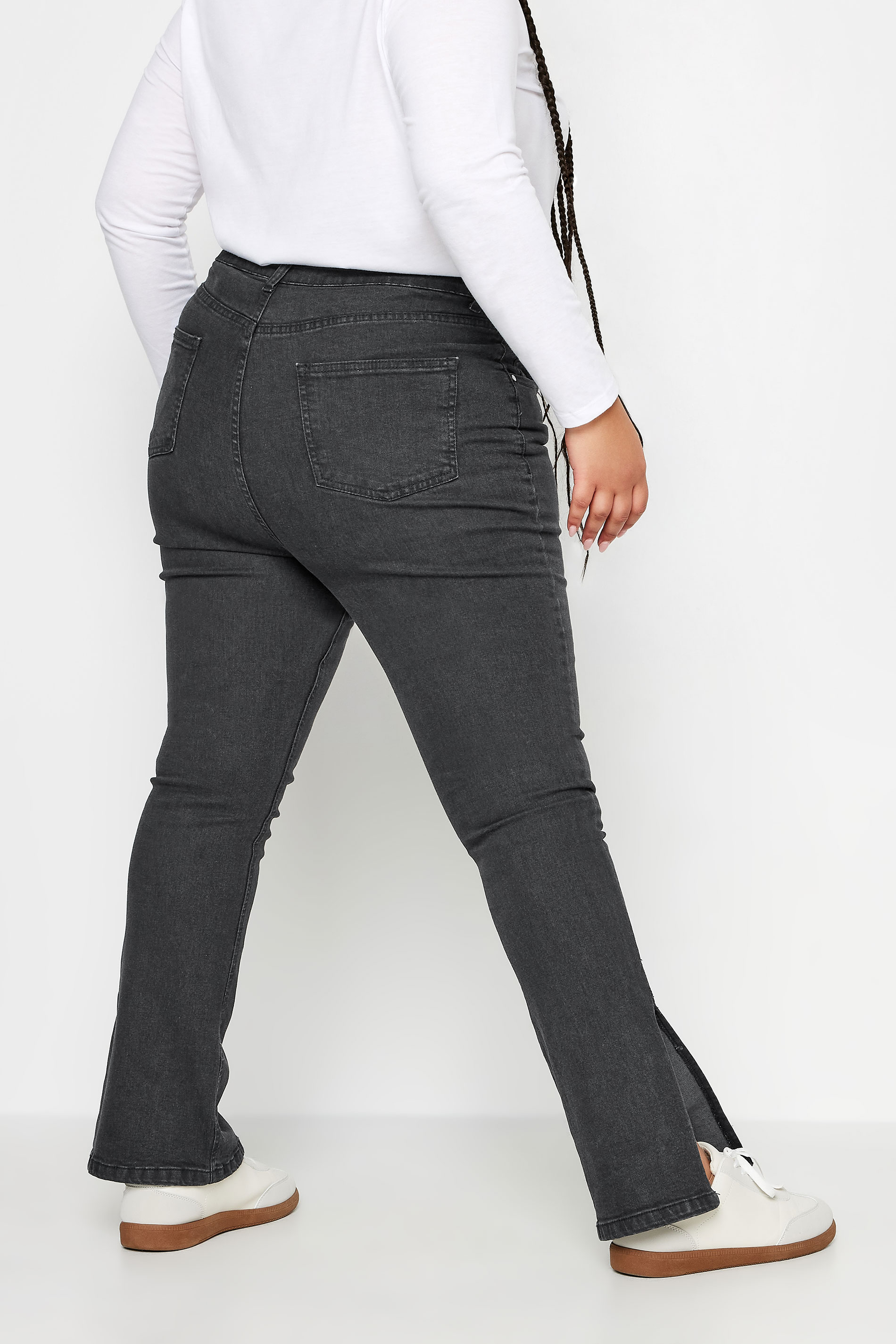 Plus Size Black Side Split Straight Leg Jeans | Yours Clothing 3