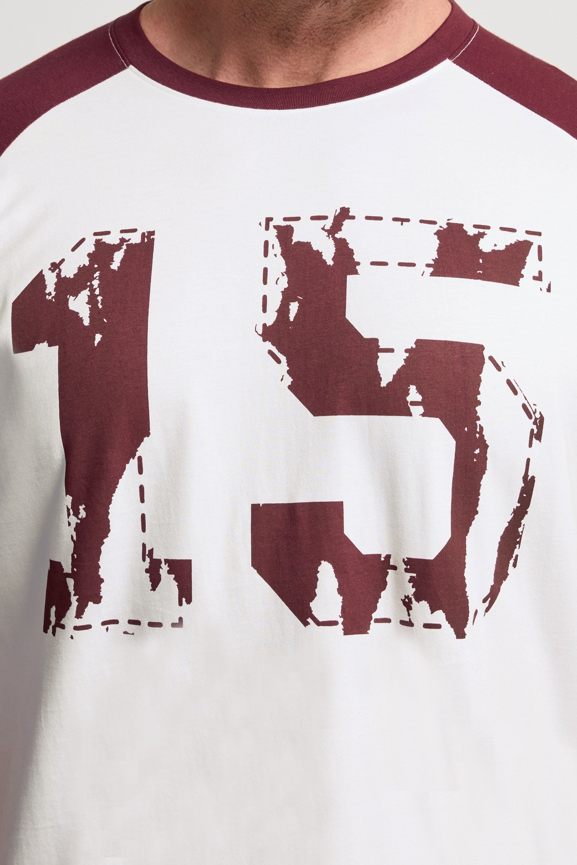 BadRhino Big & Tall Red & White 15 Raglan Football T-Shirt | BadRhino 3