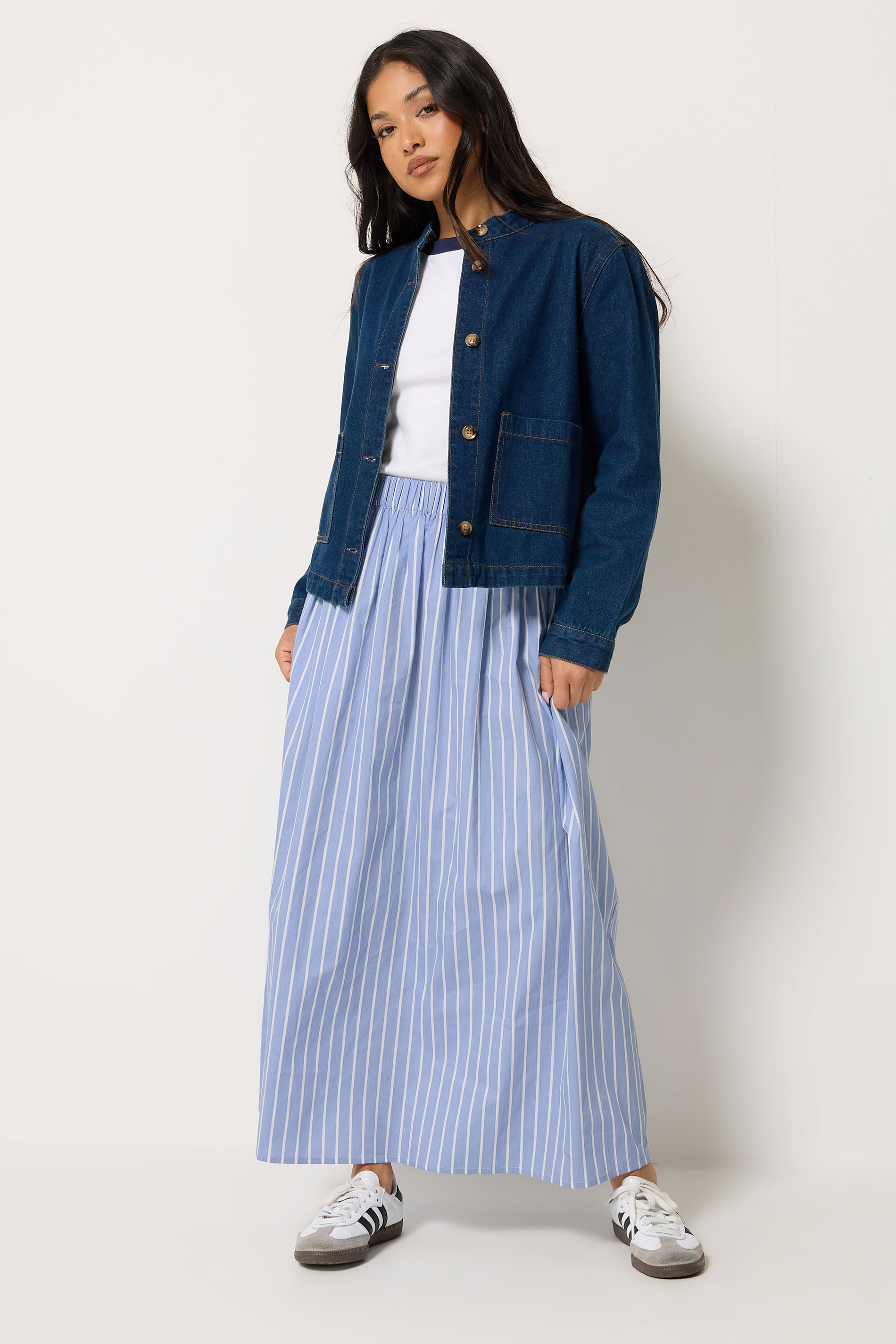 PixieGirl Petite Women's Blue Stripe Maxi Skirt | PixieGirl  3