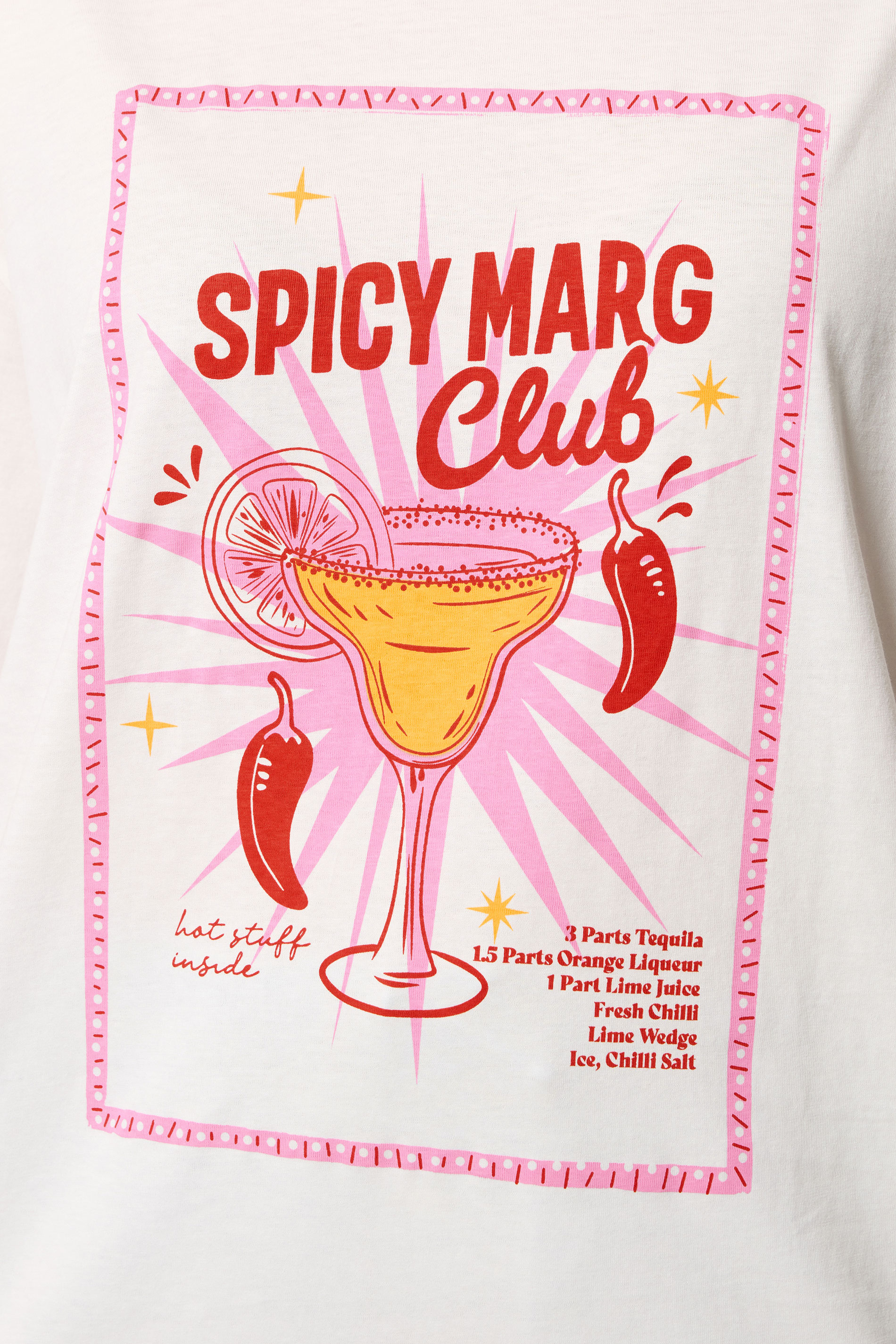 YOURS Plus Size Ivory White 'Spicy Marg Club' Slogan T-Shirt | Yours Clothing 5