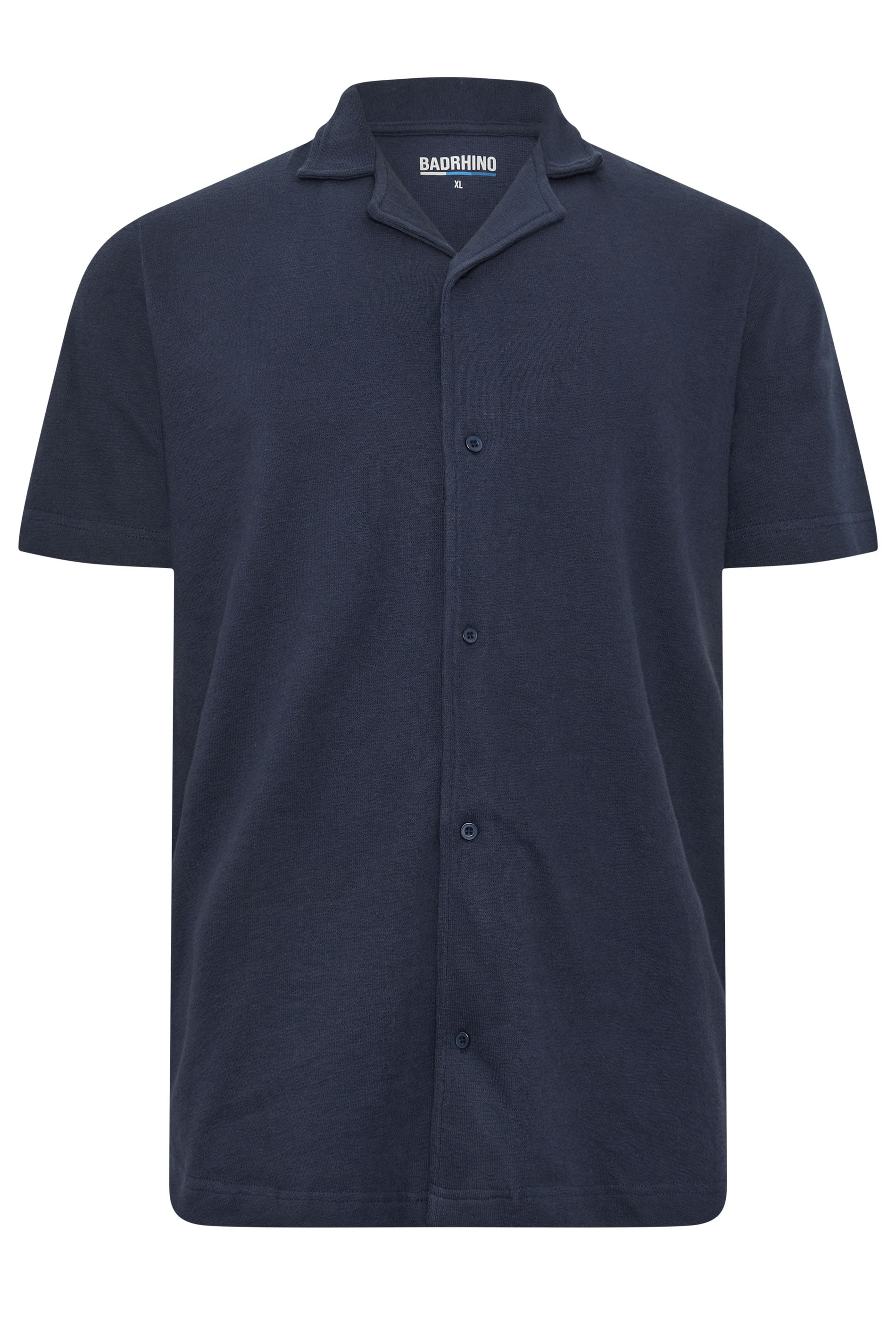 BadRhino Big & Tall Navy Blue Revere Slub Shirt | BadRhino 5