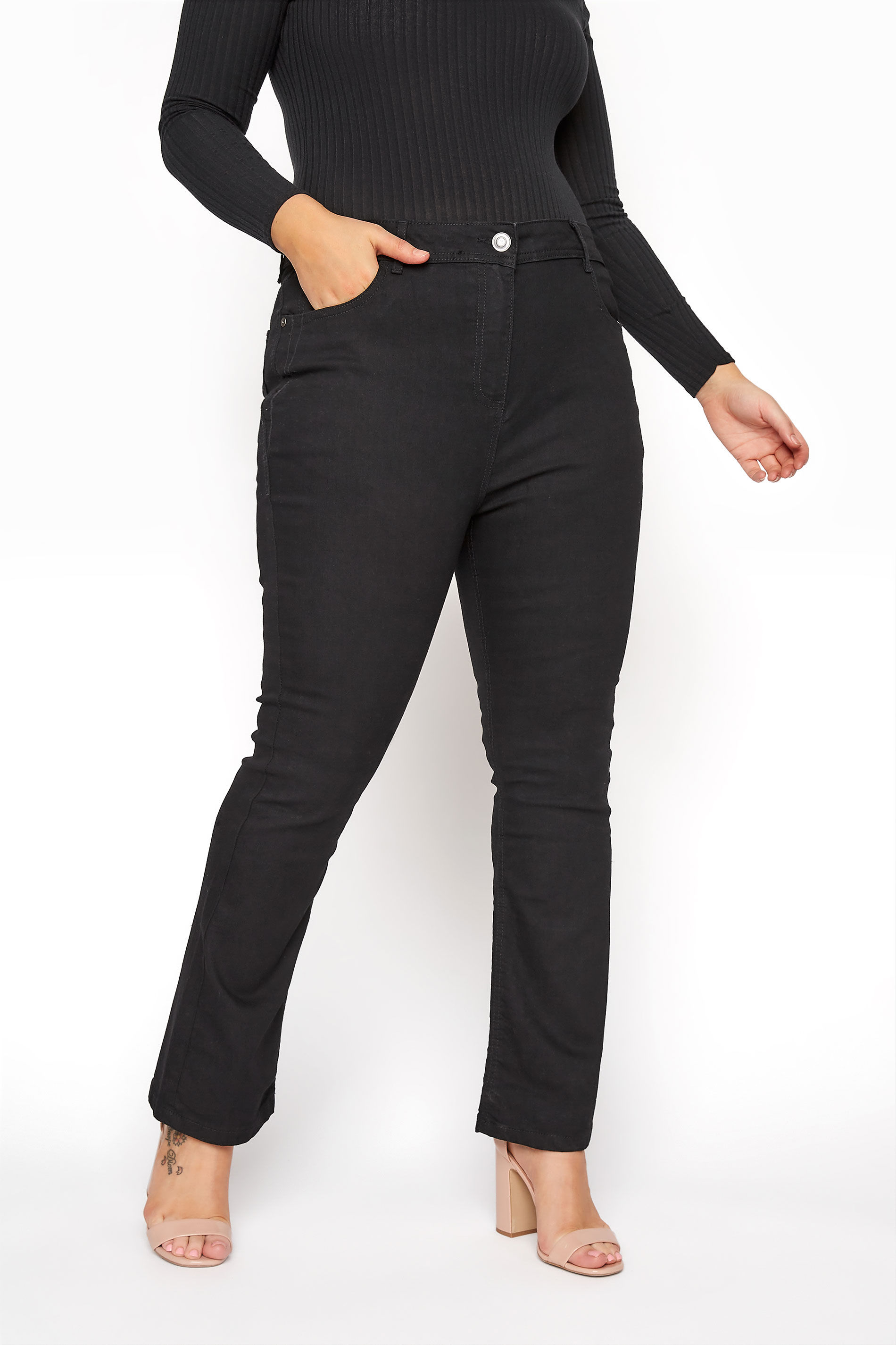 Black Bootcut 5 Pocket Jeans Plus Size 16 to 32 1
