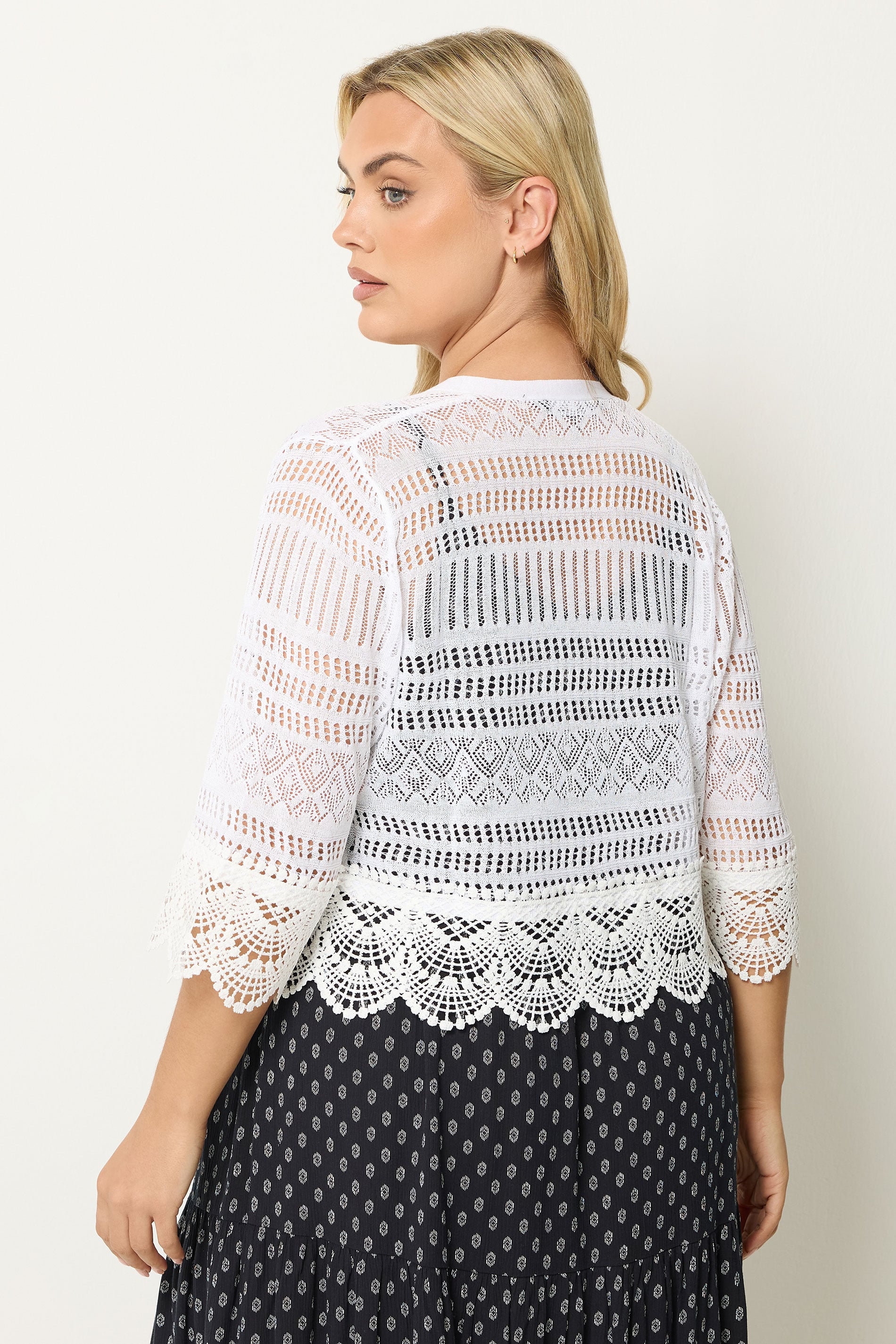YOURS Plus Size White Waterfall Cardigan | Yours Clothing 2