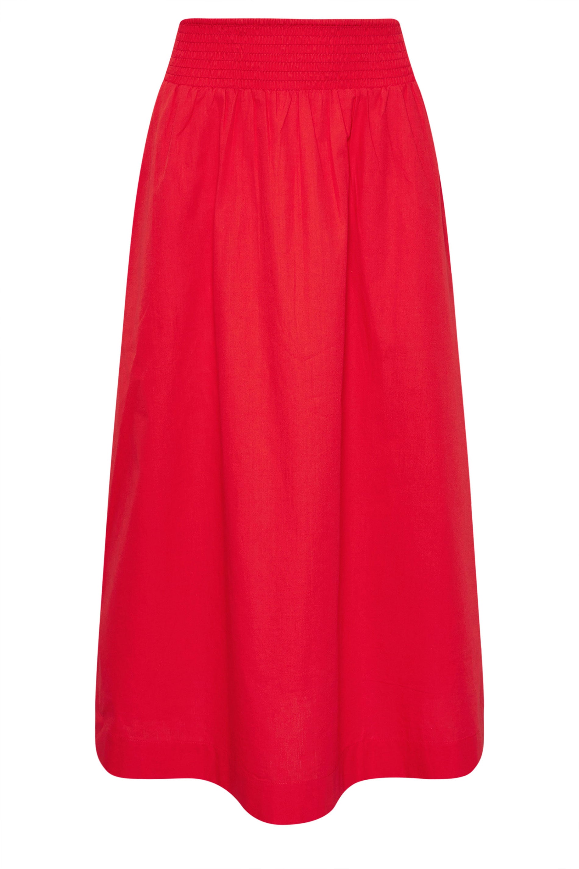 PixieGirl Petite Women's Red Shirred Poplin Maxi Skirt | PixieGirl 6