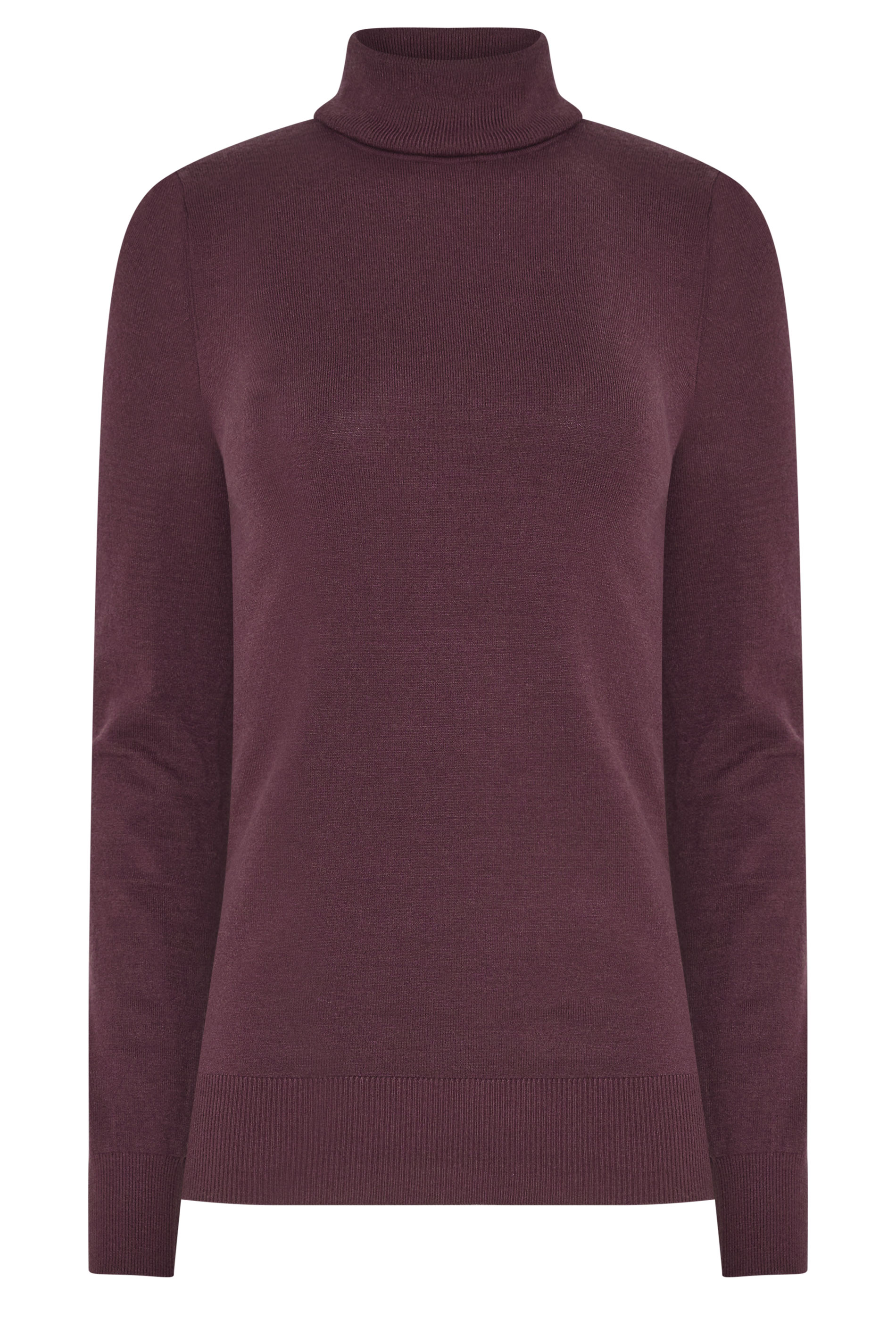 LTS Tall Women's Burgundy Red Knitted Roll Neck Jumper | Long Tall Sally 5