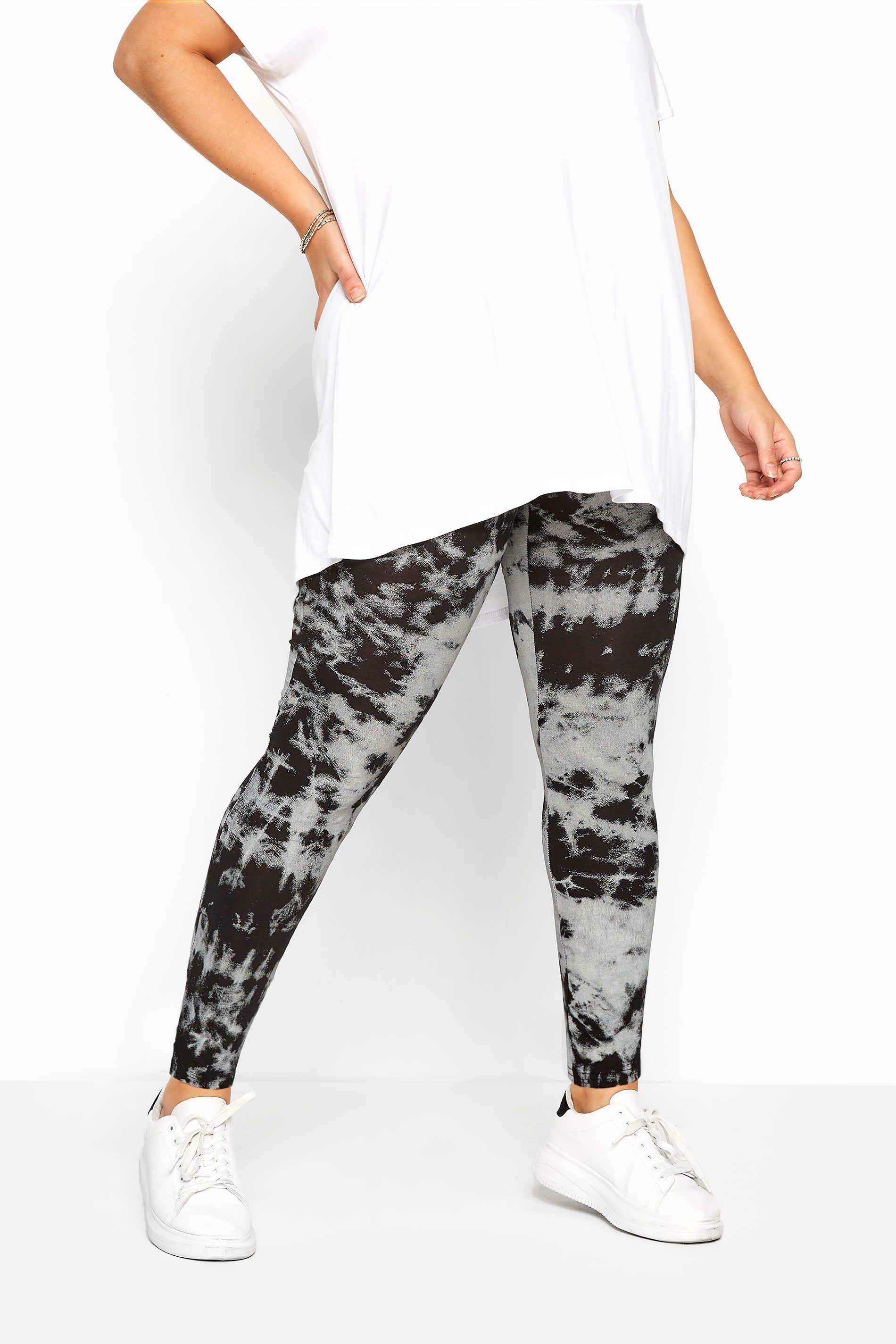 Black Tie Dye Leggings | Yours Clothing