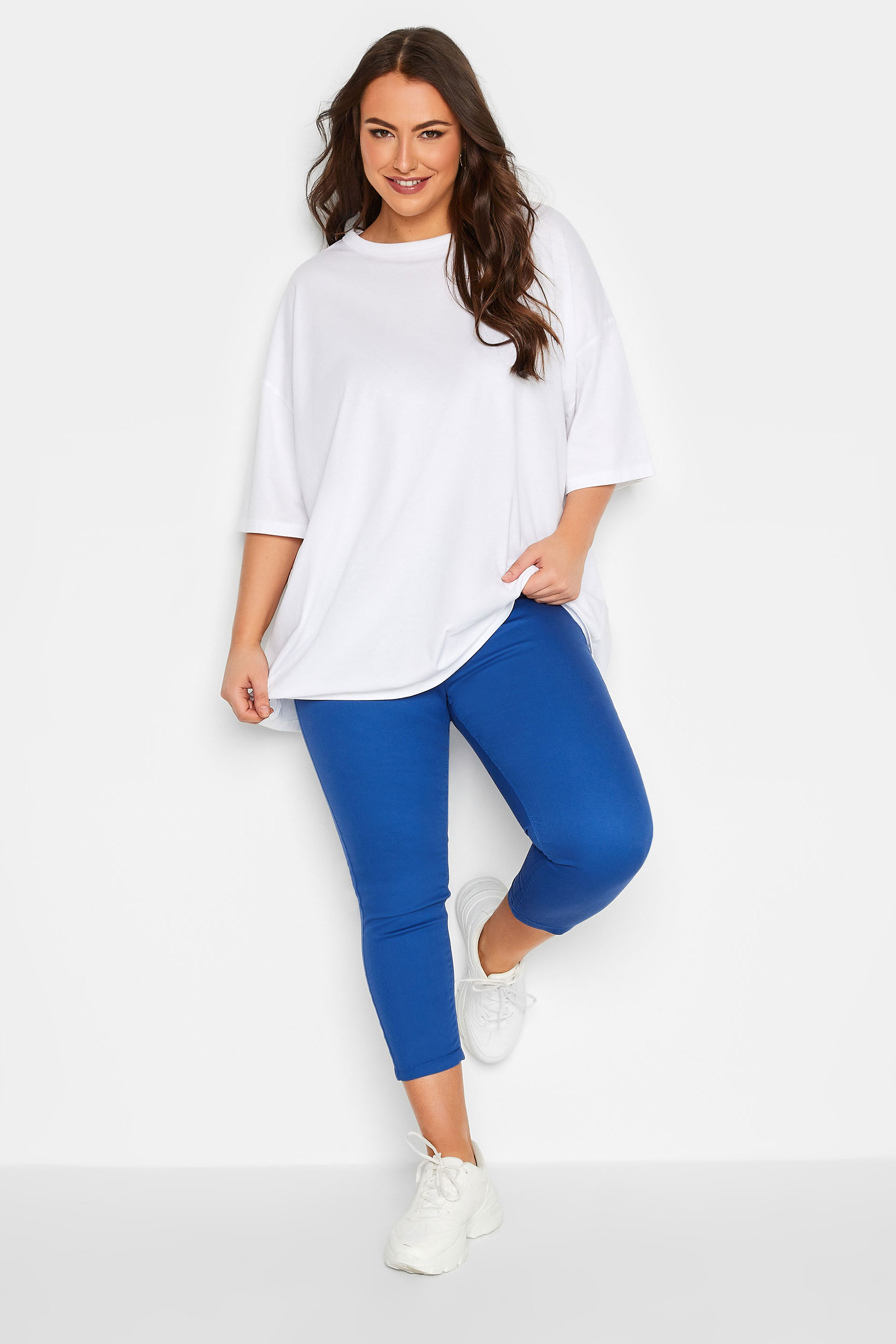 YOURS Curve Cobalt Blue Cropped Stretch GRACE Jeggings | Yours Clothing 2