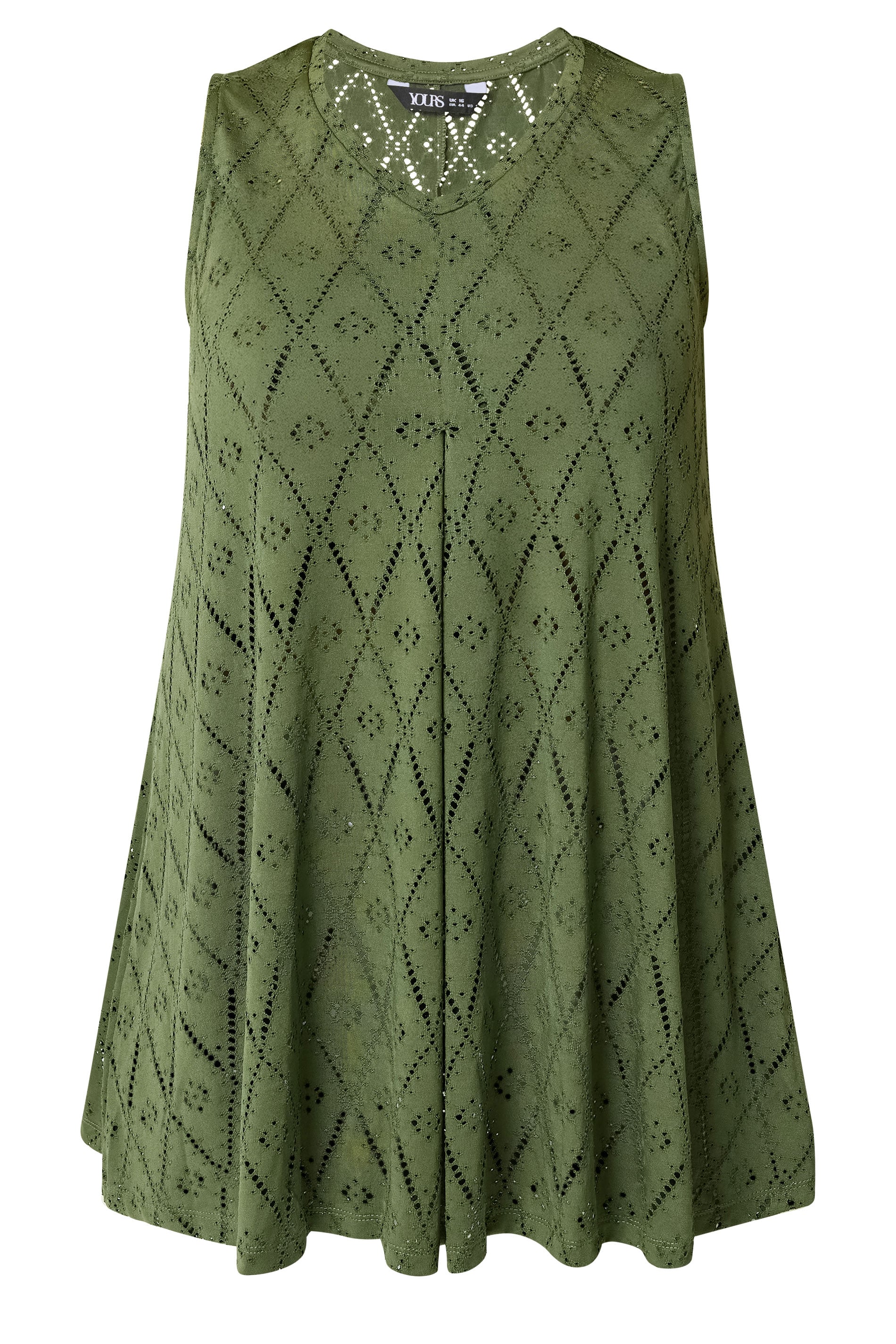 YOURSET 2 PACK Plus Size Black & Green Pointelle Vest Top | Yours Clothing 8