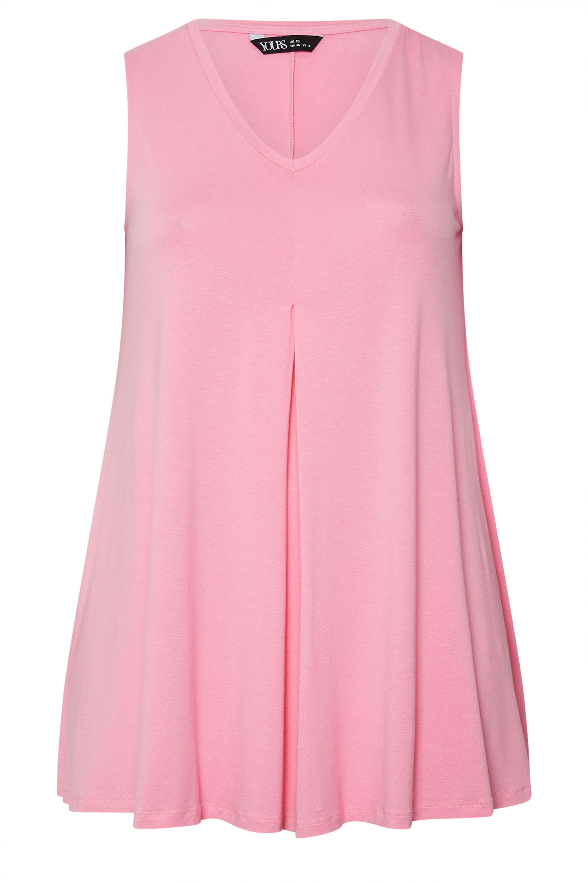 YOURS Plus Size Bright Pink Pleat Front Vest Top | Yours Clothing 5