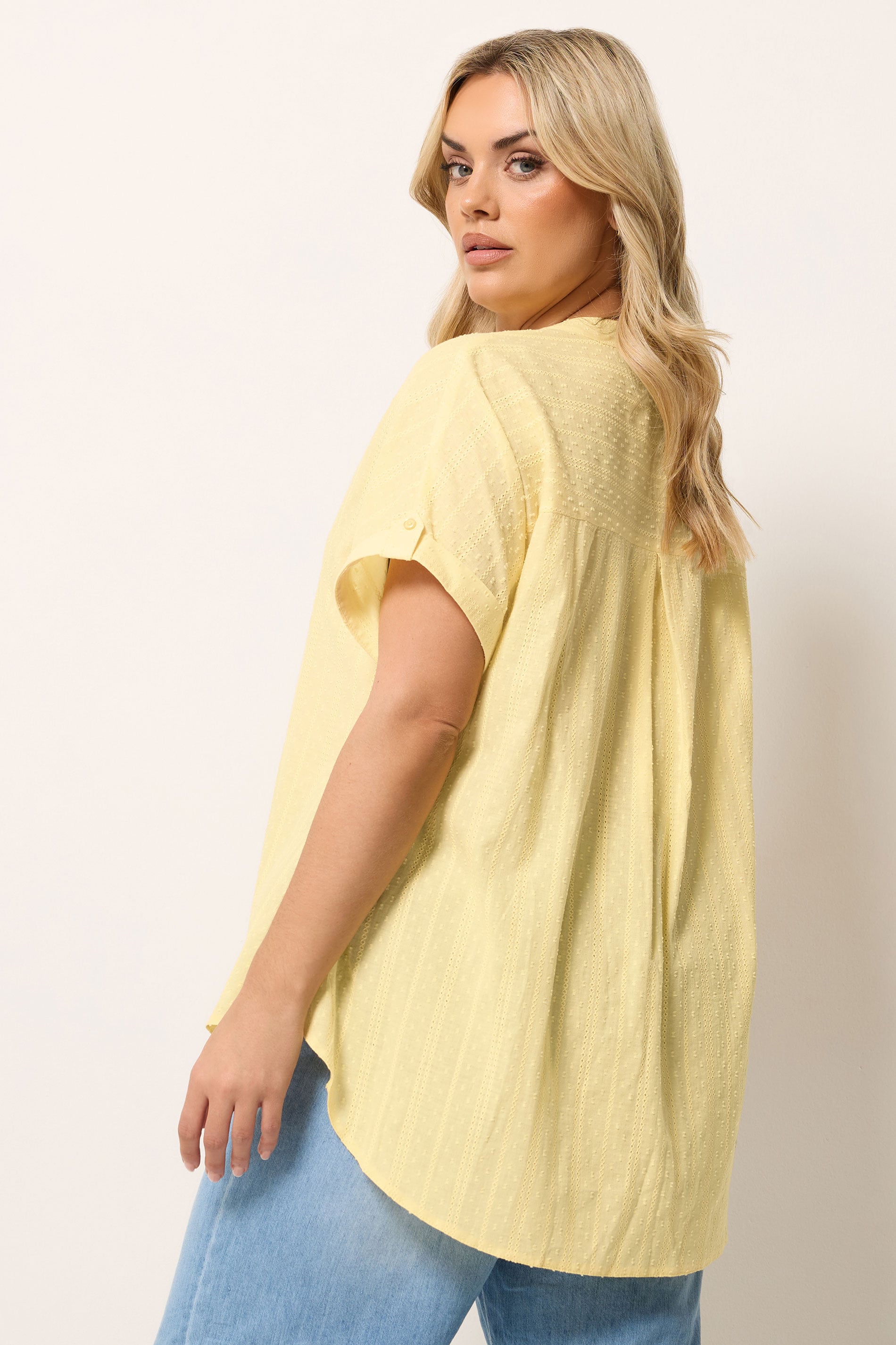 YOURS Plus Size Yellow Dobby Textured Blouse | Yours Clothing 2