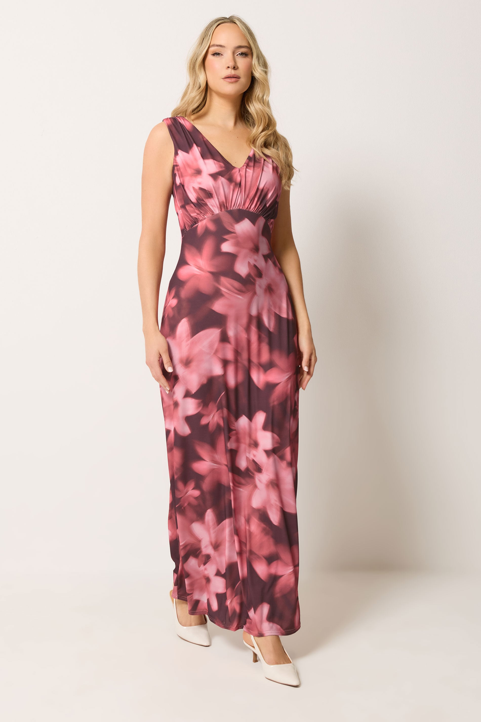 LTS Tall Women's Pink Floral Scarf Detail Maxi Dress | Long Tall Sally 1