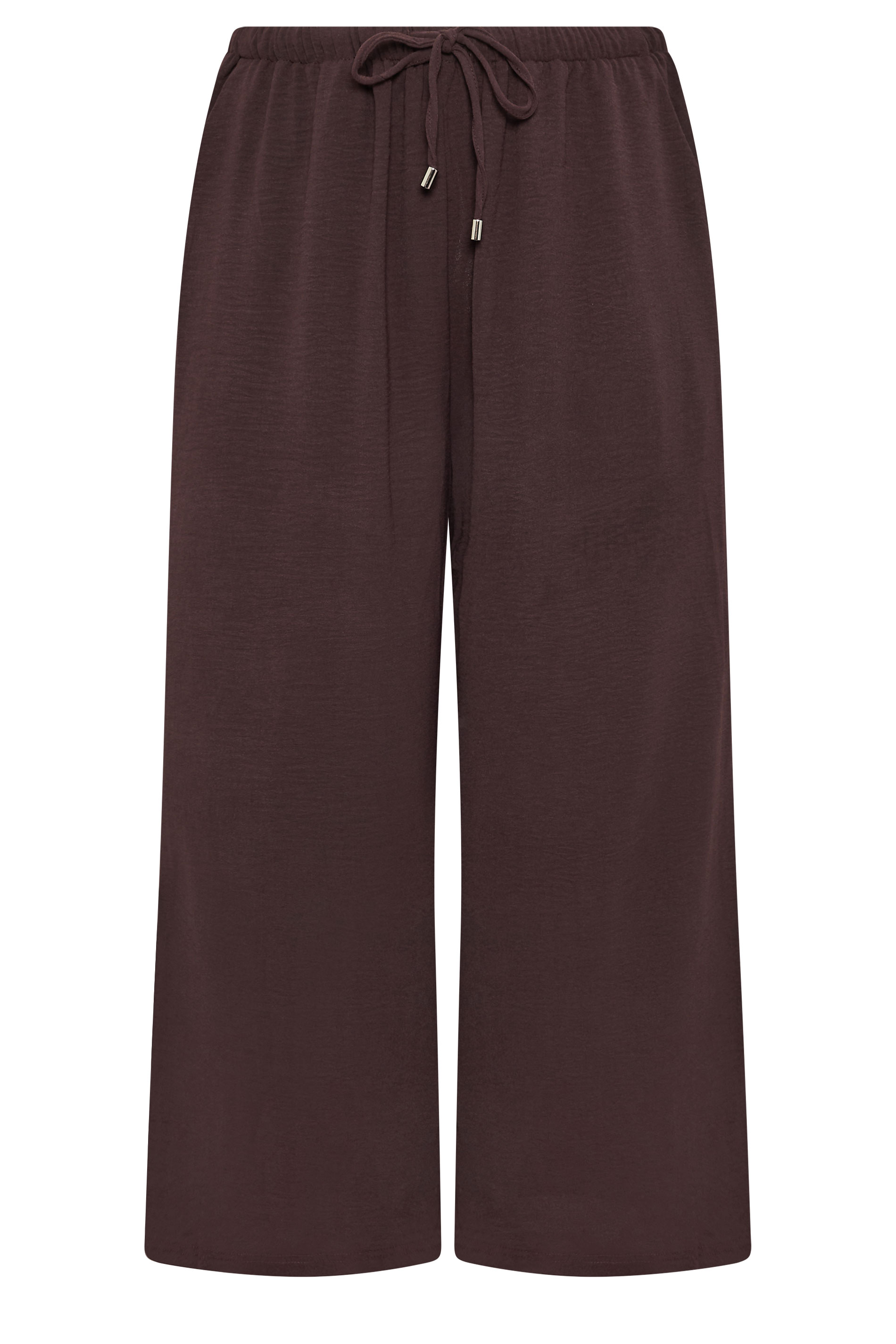 EVANS Plus Size Chocolate Brown Wide Leg Tie Trouser | Evans 1