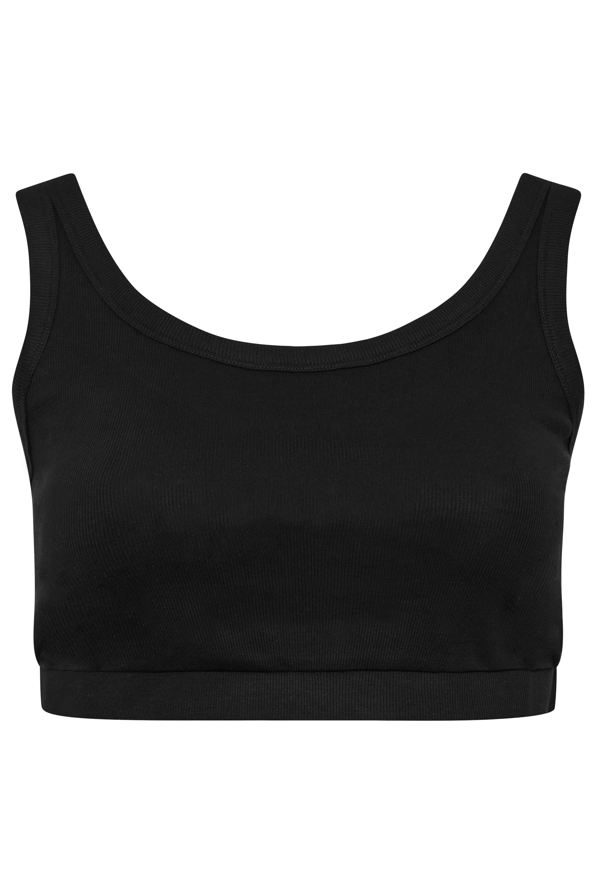 YOURS Plus Size Black Ribbed Crop Top