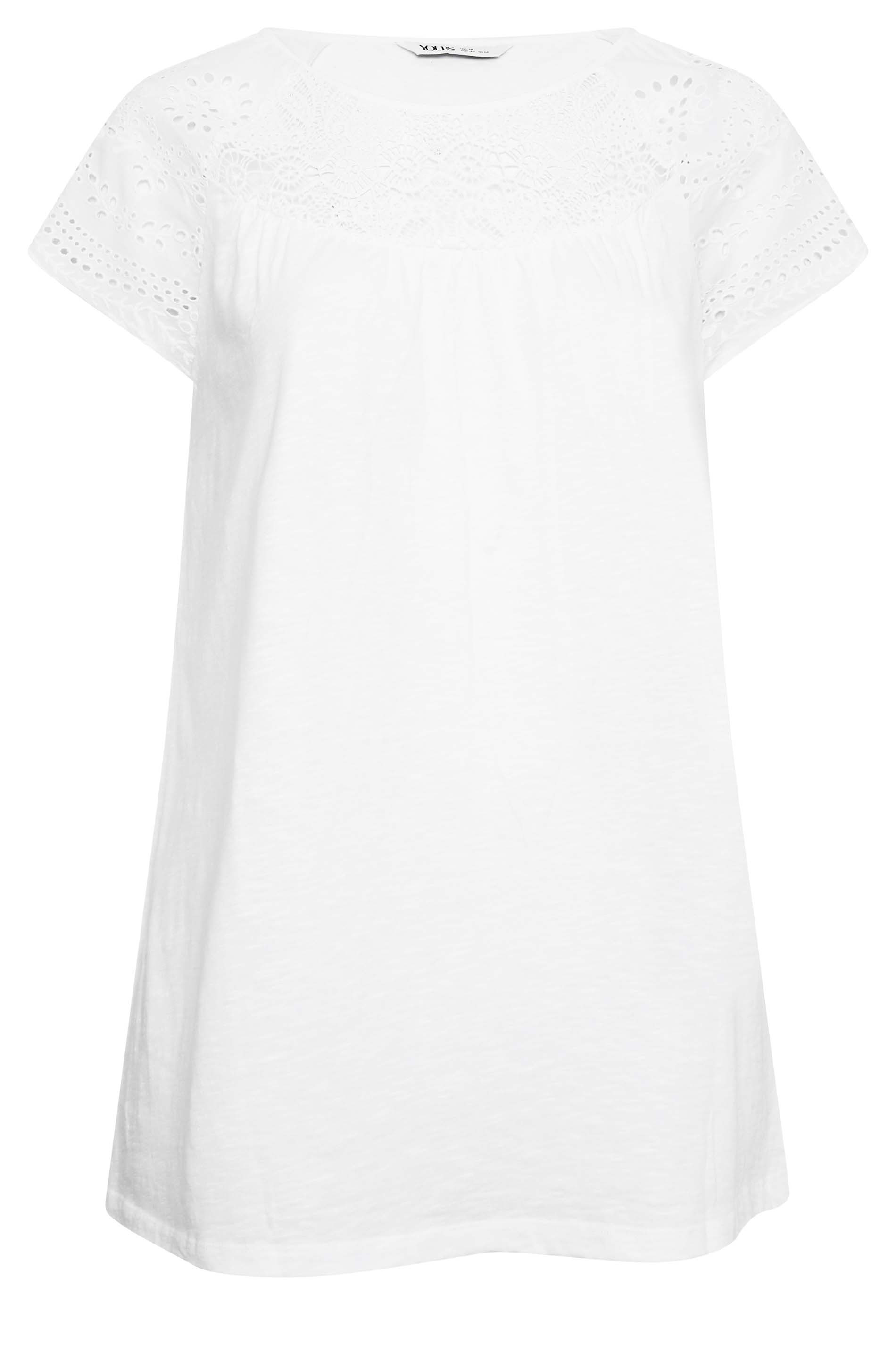 YOURS Plus Size White Crochet Lace Top | Yours Clothing