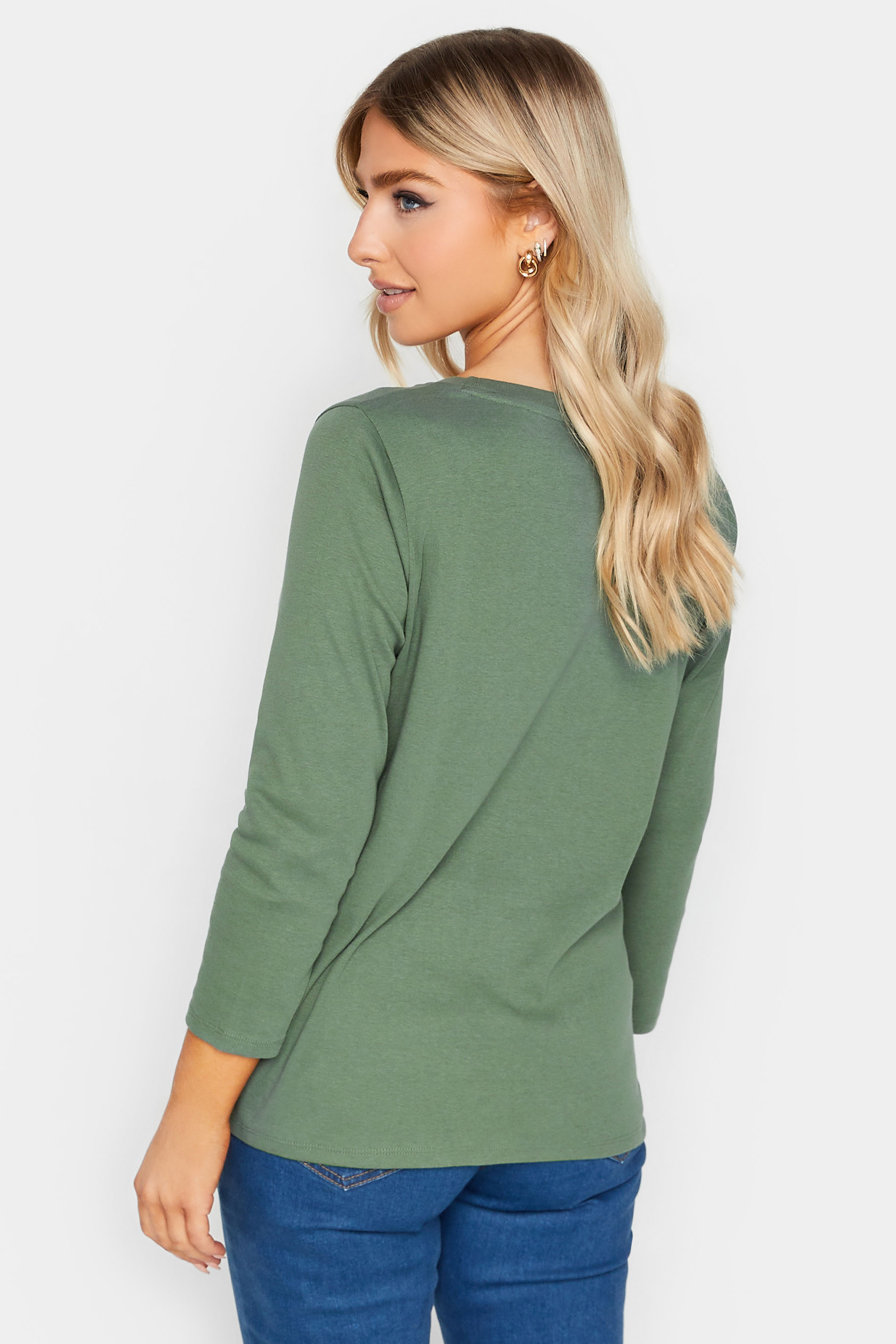 M&Co Green Long Sleeve Cotton Blend Top | M&Co  3