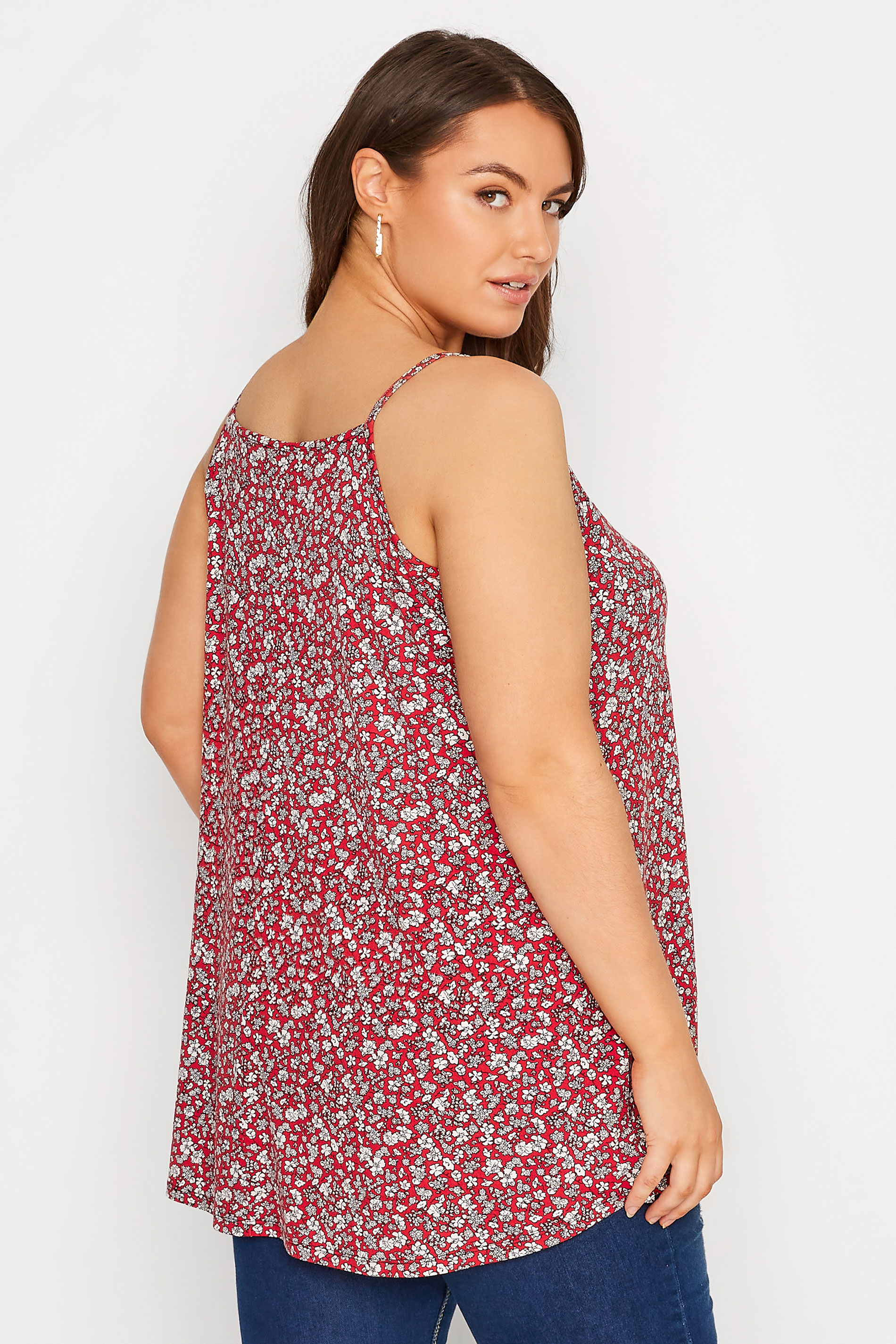 Curve Red Floral Strappy Vest Top 3
