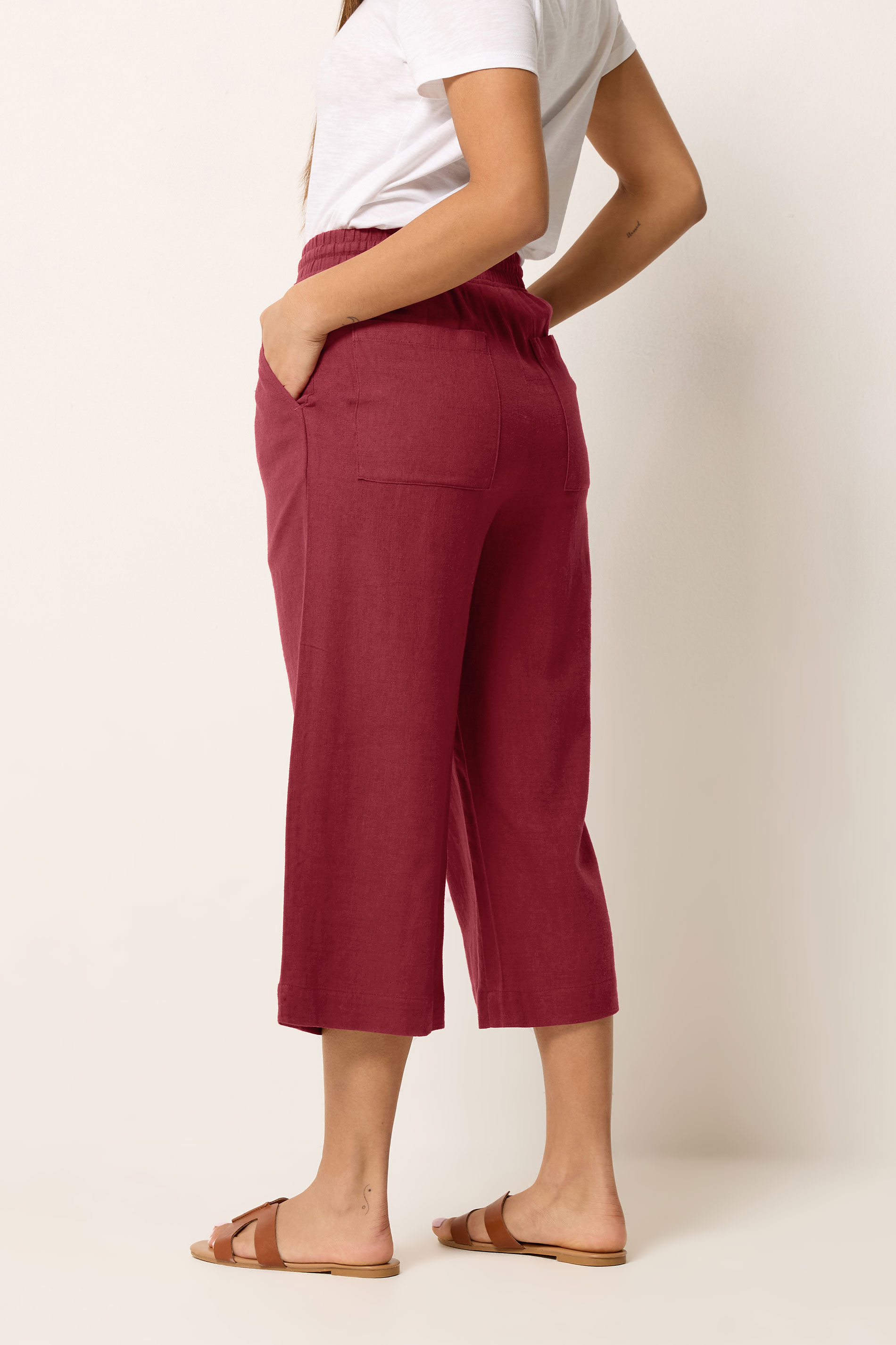 M&Co Berry Purple Linen Culottes | M&Co 4