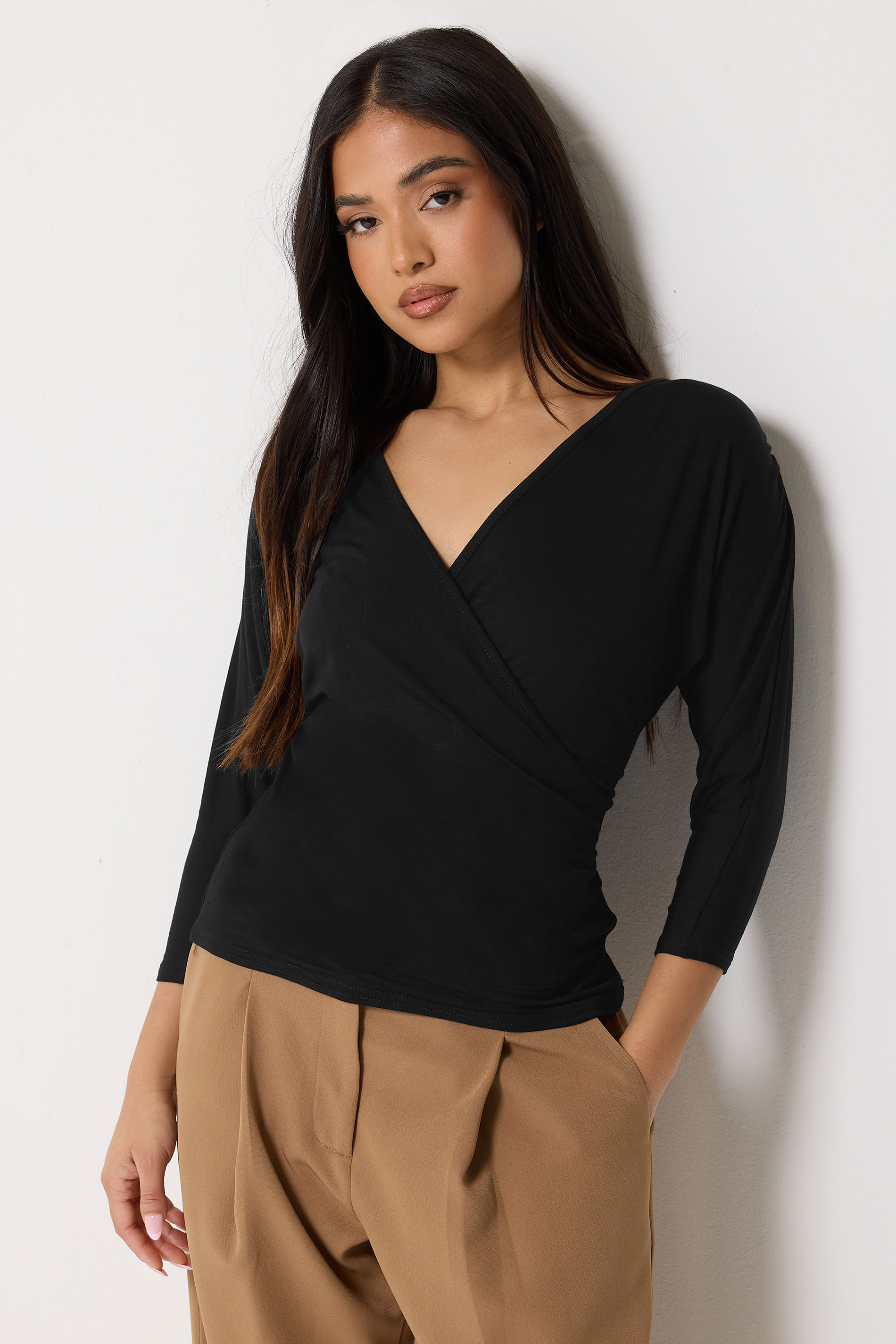 PixieGirl Petite Women's Black Wrap Top | PixieGirl 3