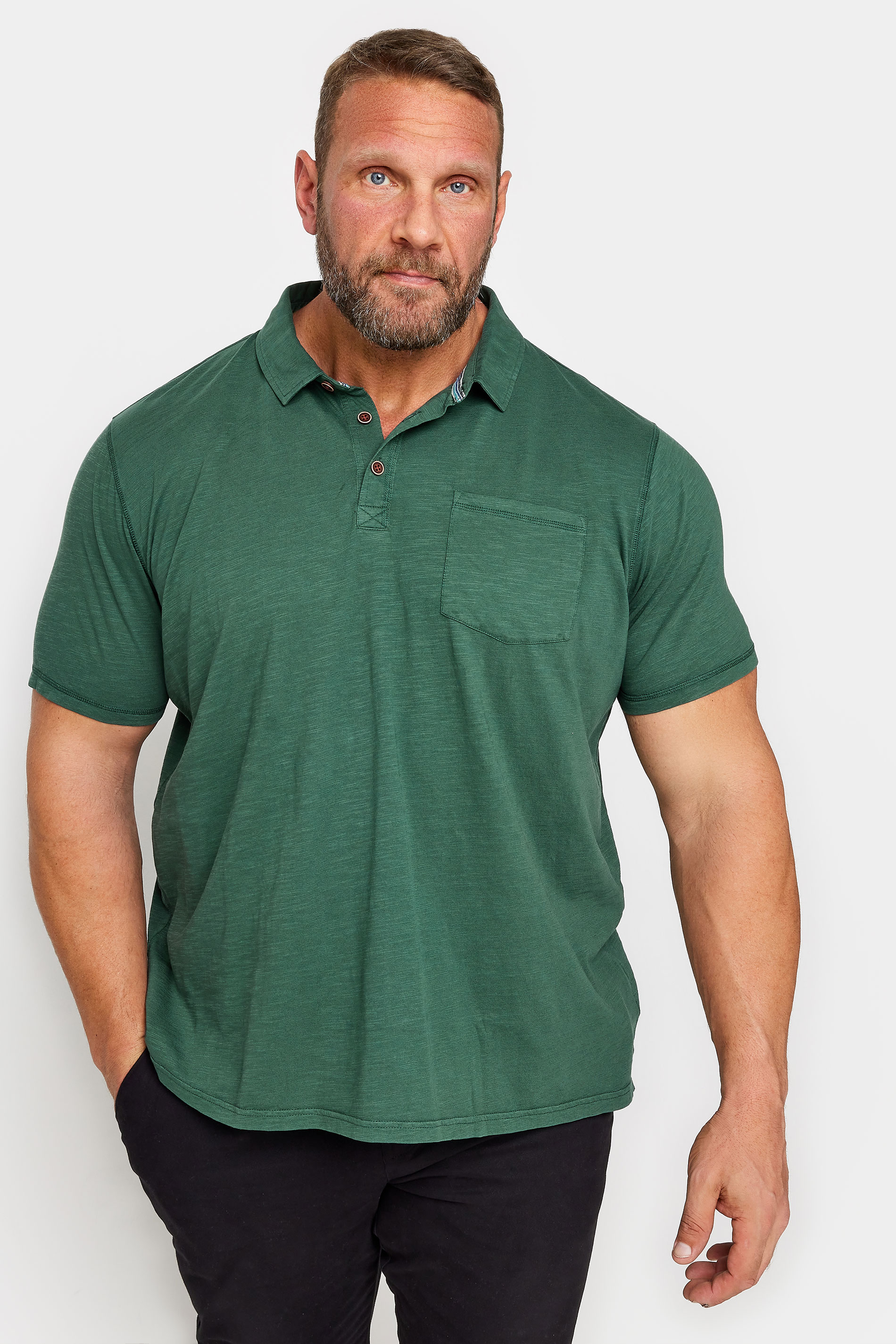 BadRhino Big & Tall Pine Green Slub Polo Shirt | BadRhino 1