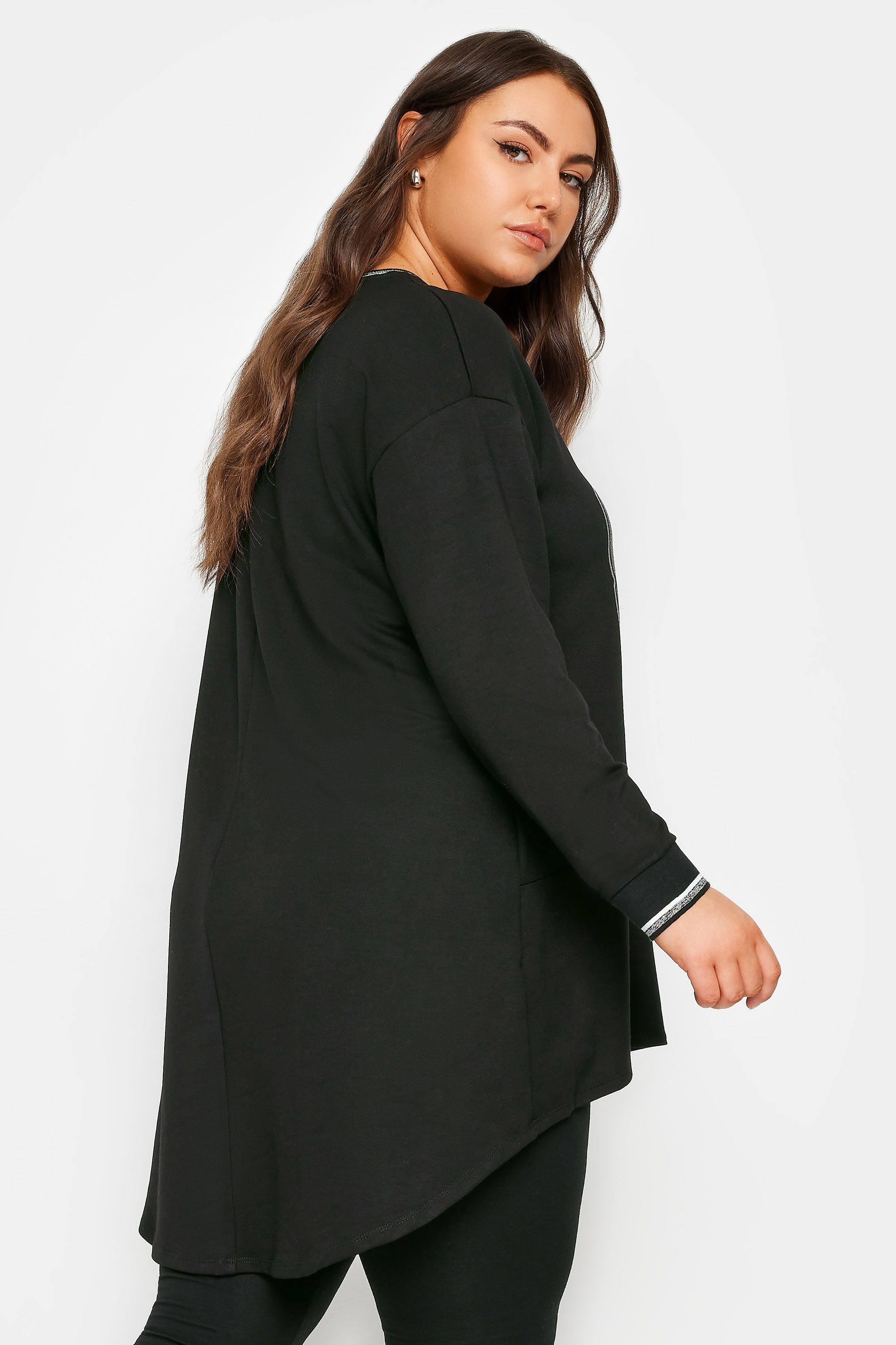 YOURS Plus Size Black 'New York' Glitter Slogan Sweatshirt | Yours Clothing 3