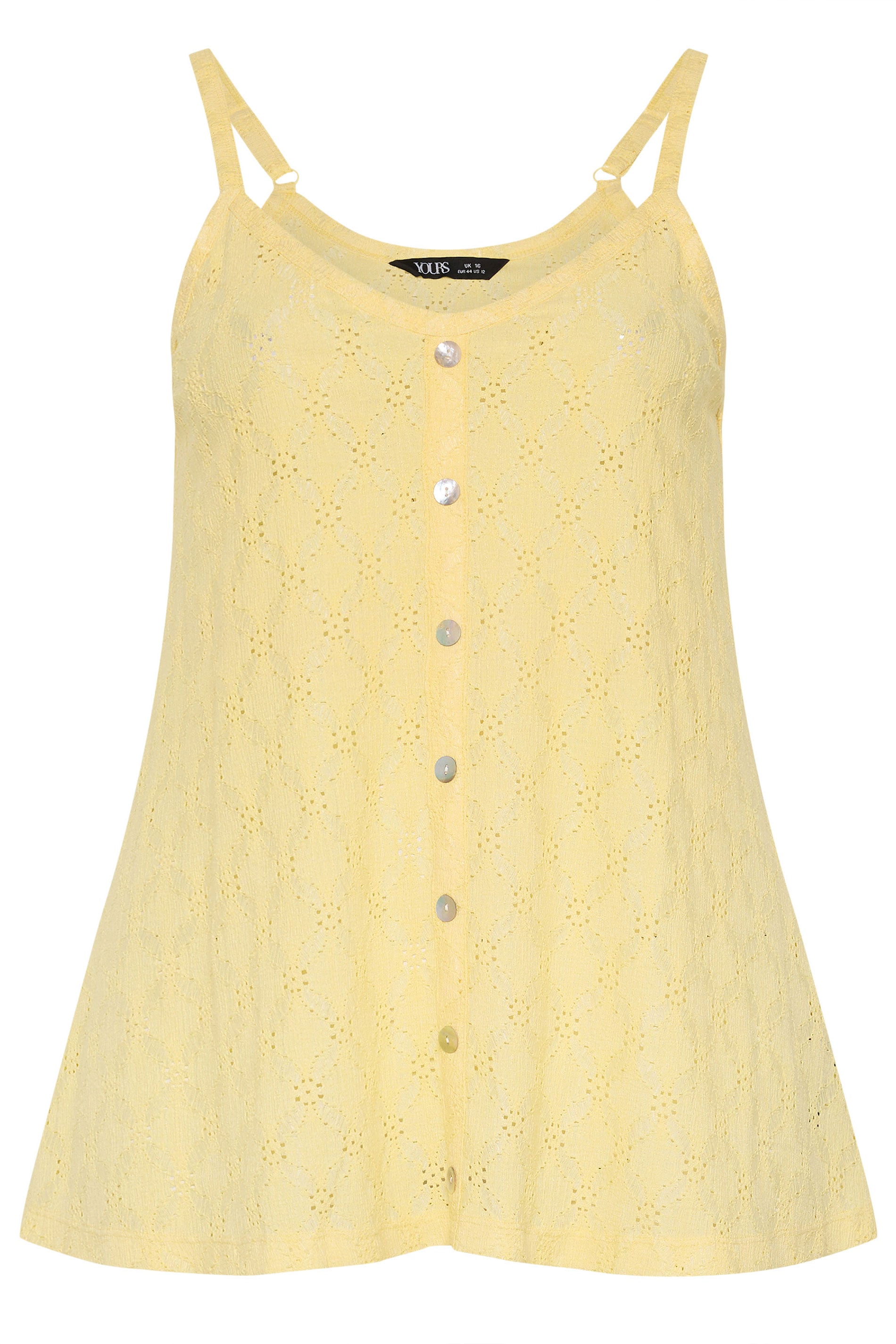 YOURS Plus Size Yellow Broderie Anglaise Peplum Top | Yours Clothing 5