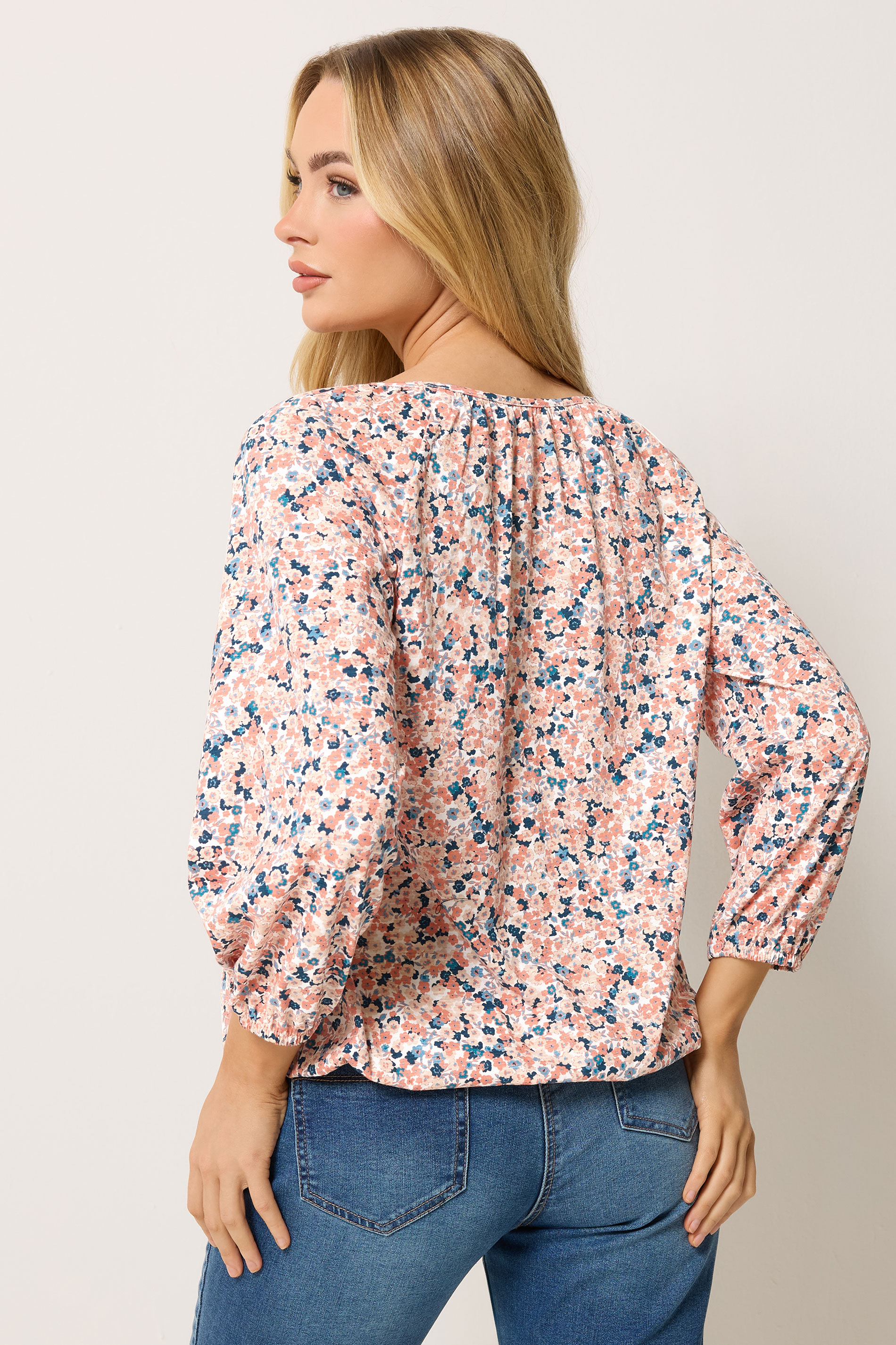 M&Co Orange Floral Button Down Cotton Blouse | M&Co 2