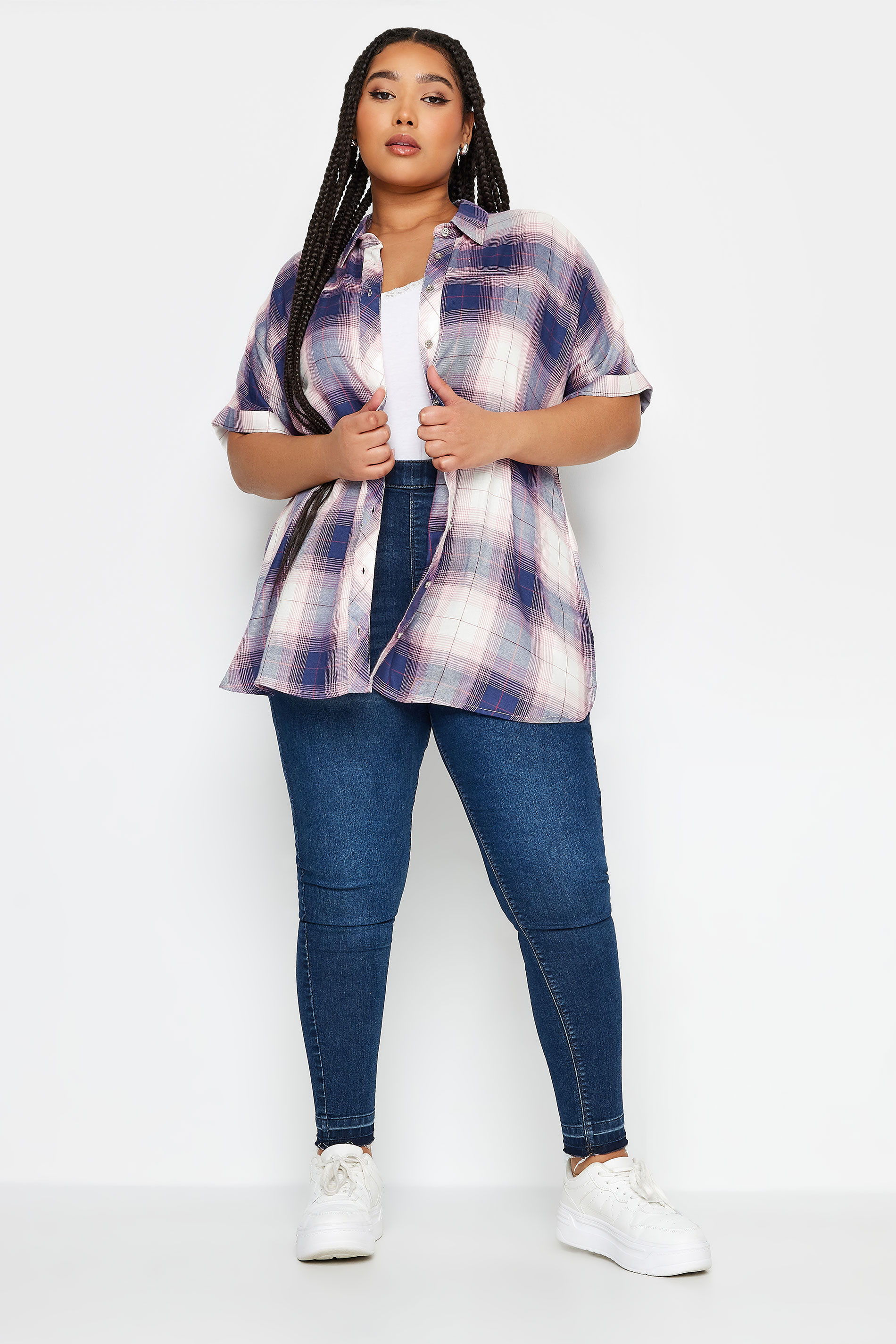 YOURS Plus Size Purple Check Print Shirt | Yours Clothing 2