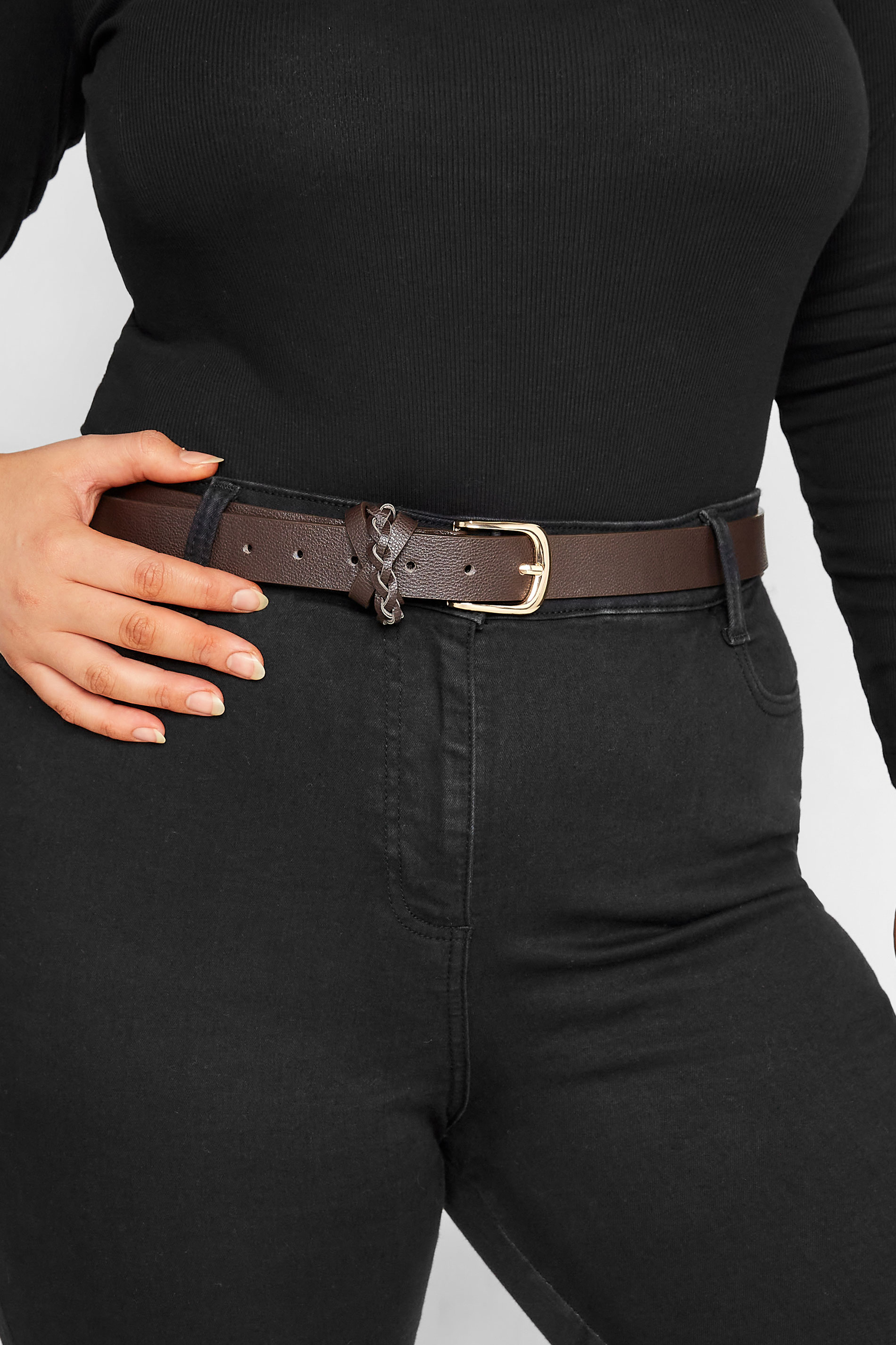 Brown Braided Buckle Belt | Yours Clothing 1