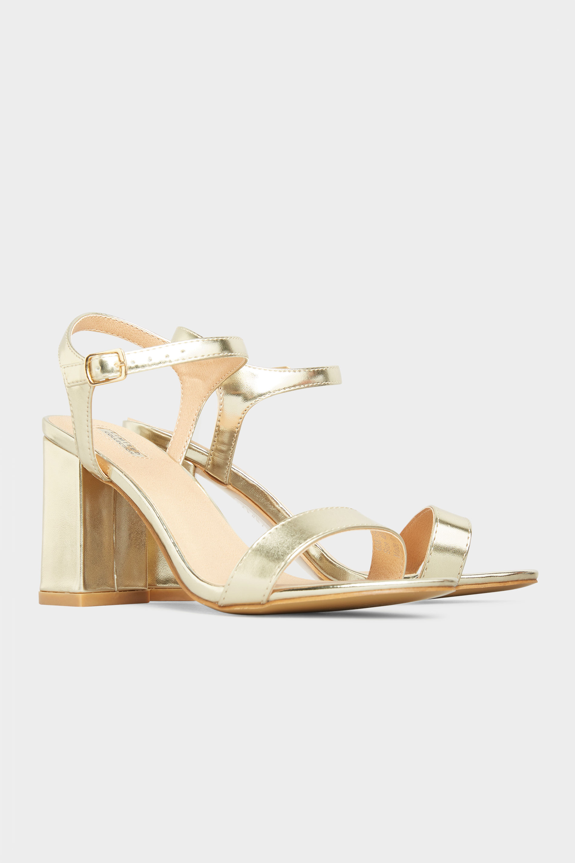 LIMITED COLLECTION Gold Block Heeled Sandal In Extra Wide EEE Fit_B.jpg
