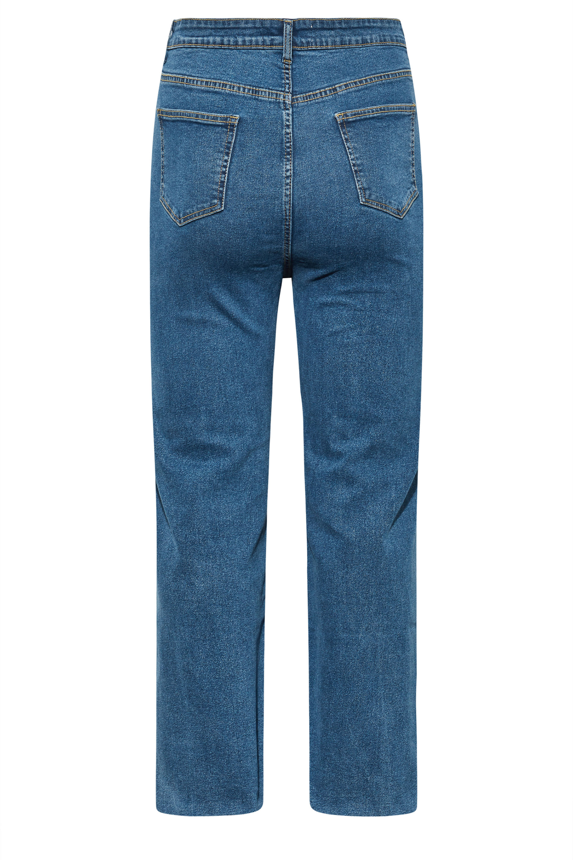 YOURS Curve Mid Blue Ripped Stretch Wide Leg Jeans