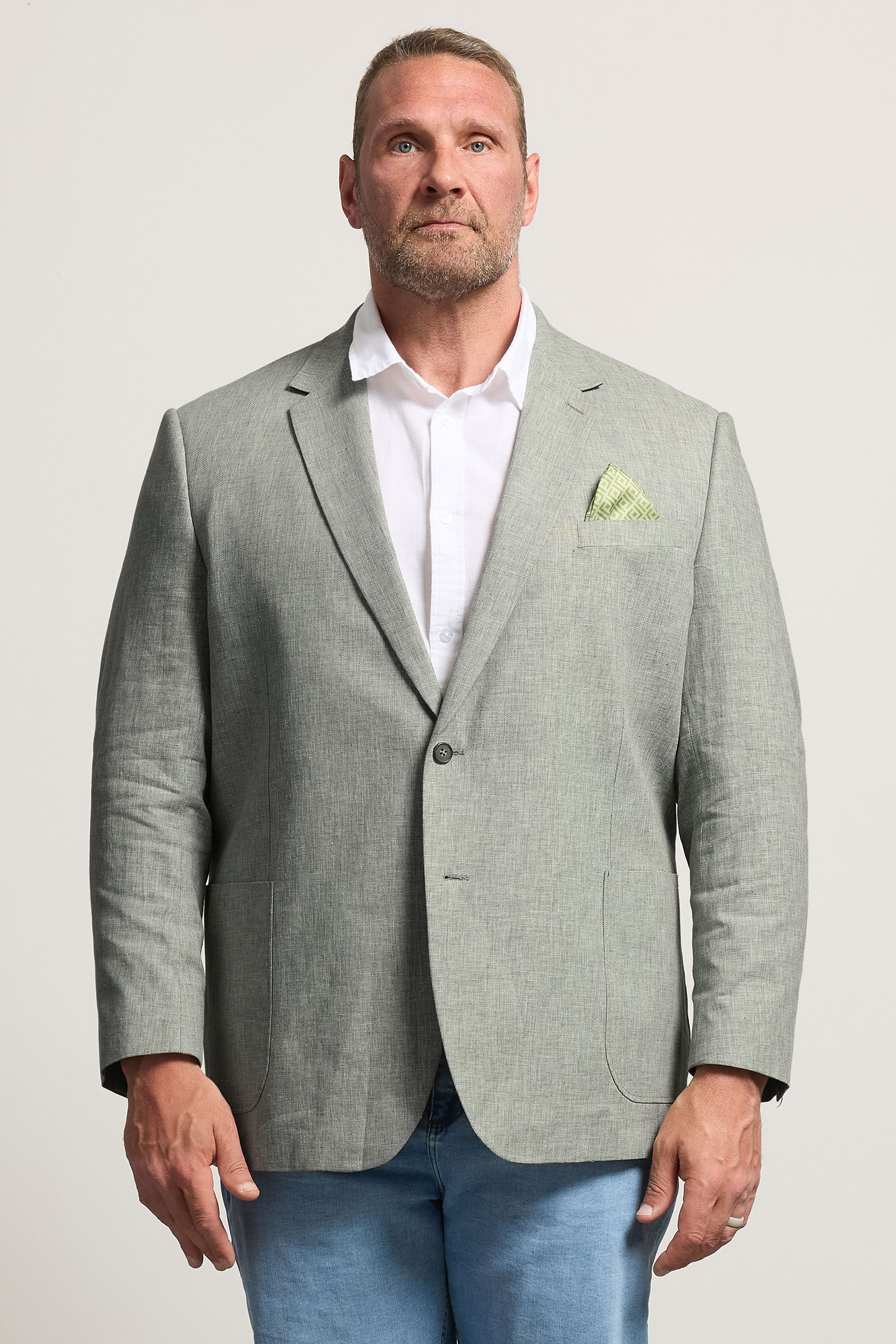 BadRhino Tailoring Big & Tall Green Linen Blazer | BadRhino 1