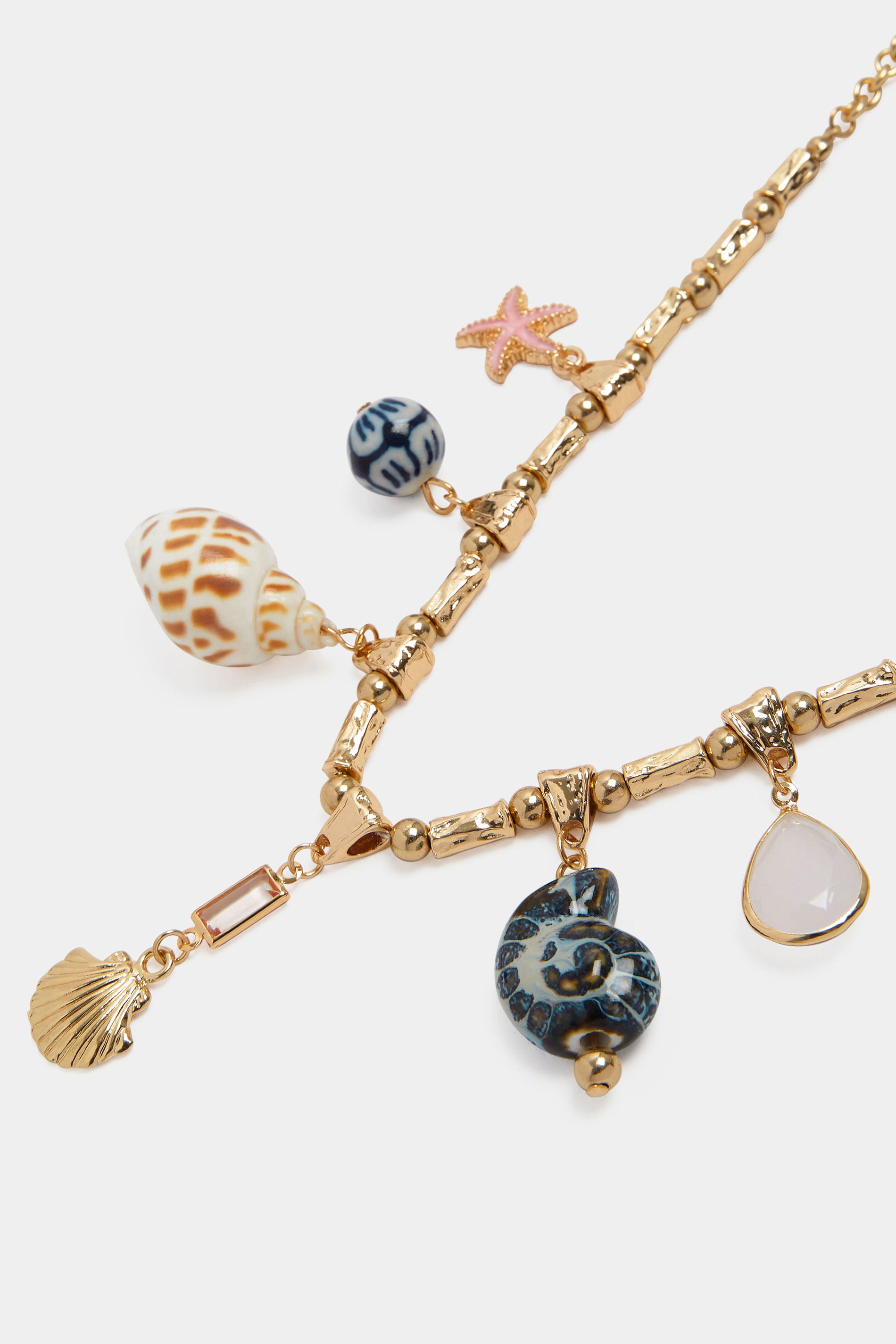 Gold Tone Shell Charm Statement Necklace | Yours Clothing 2