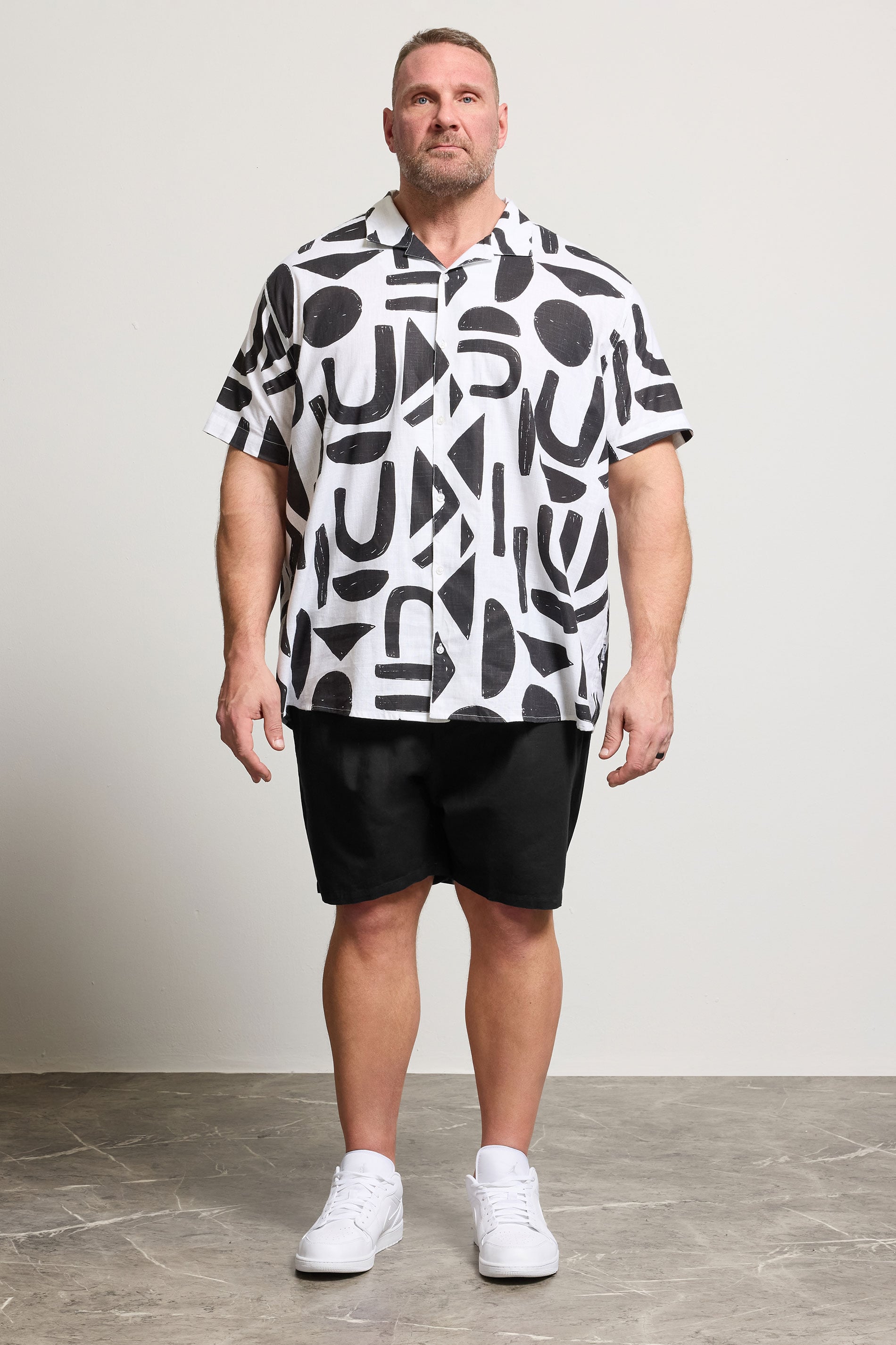 BadRhino Big & Tall Black Cotton Linen Mix Shorts | BadRhino 1