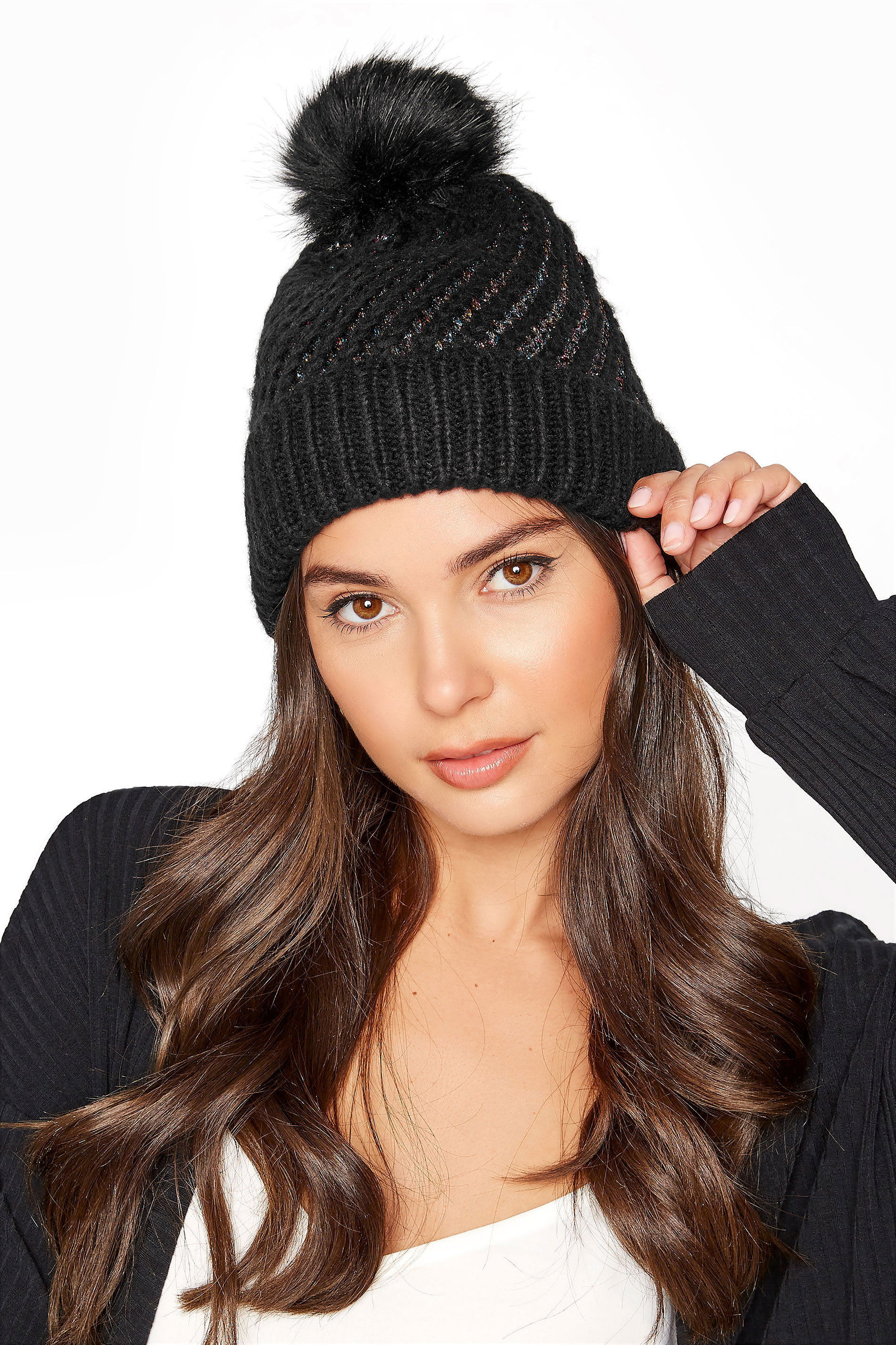 Black Rainbow Metallic Pom Pom Cable 