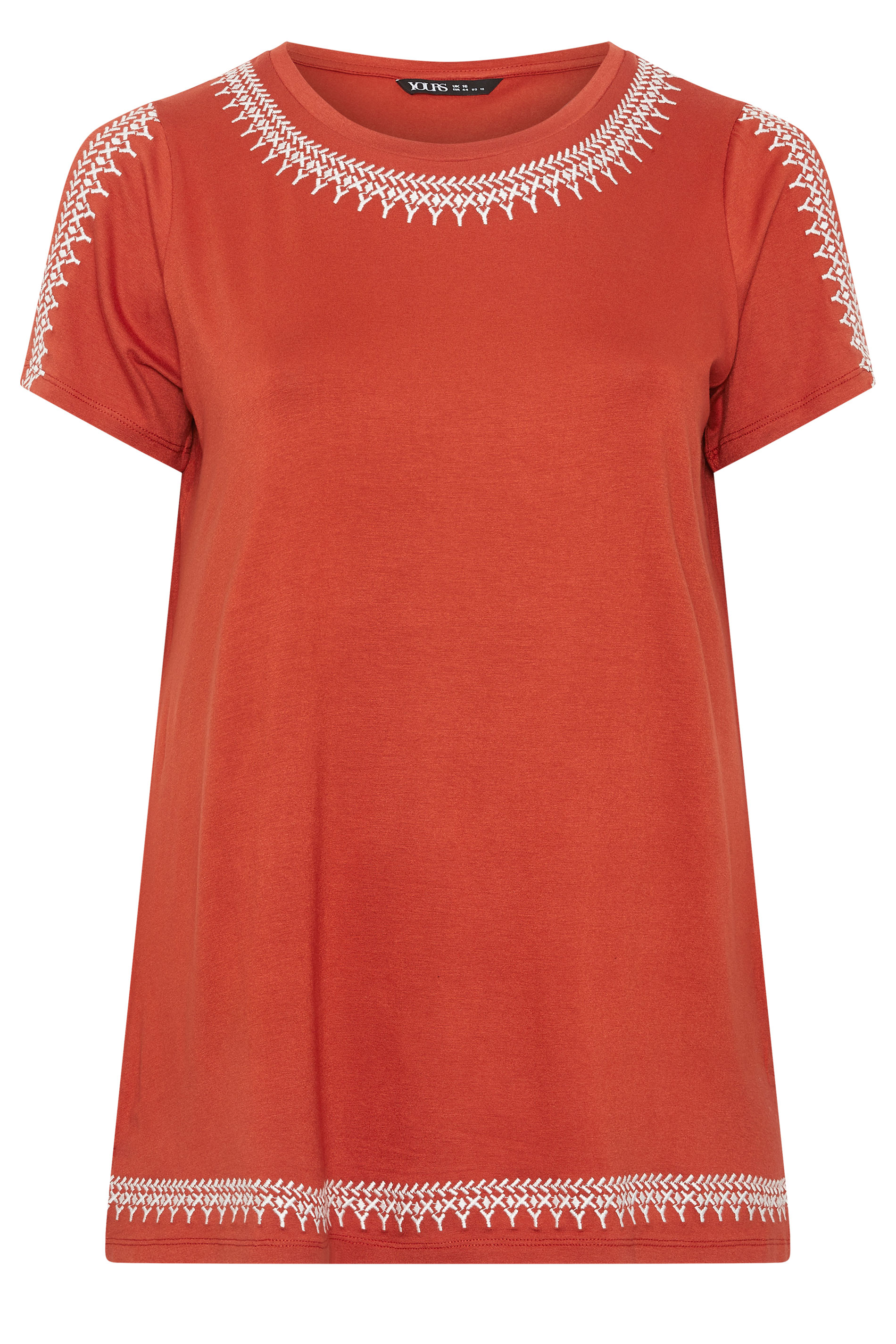 YOURS Plus Size Orange Embroidered Cold Shoulder Top | Yours Clothing 5