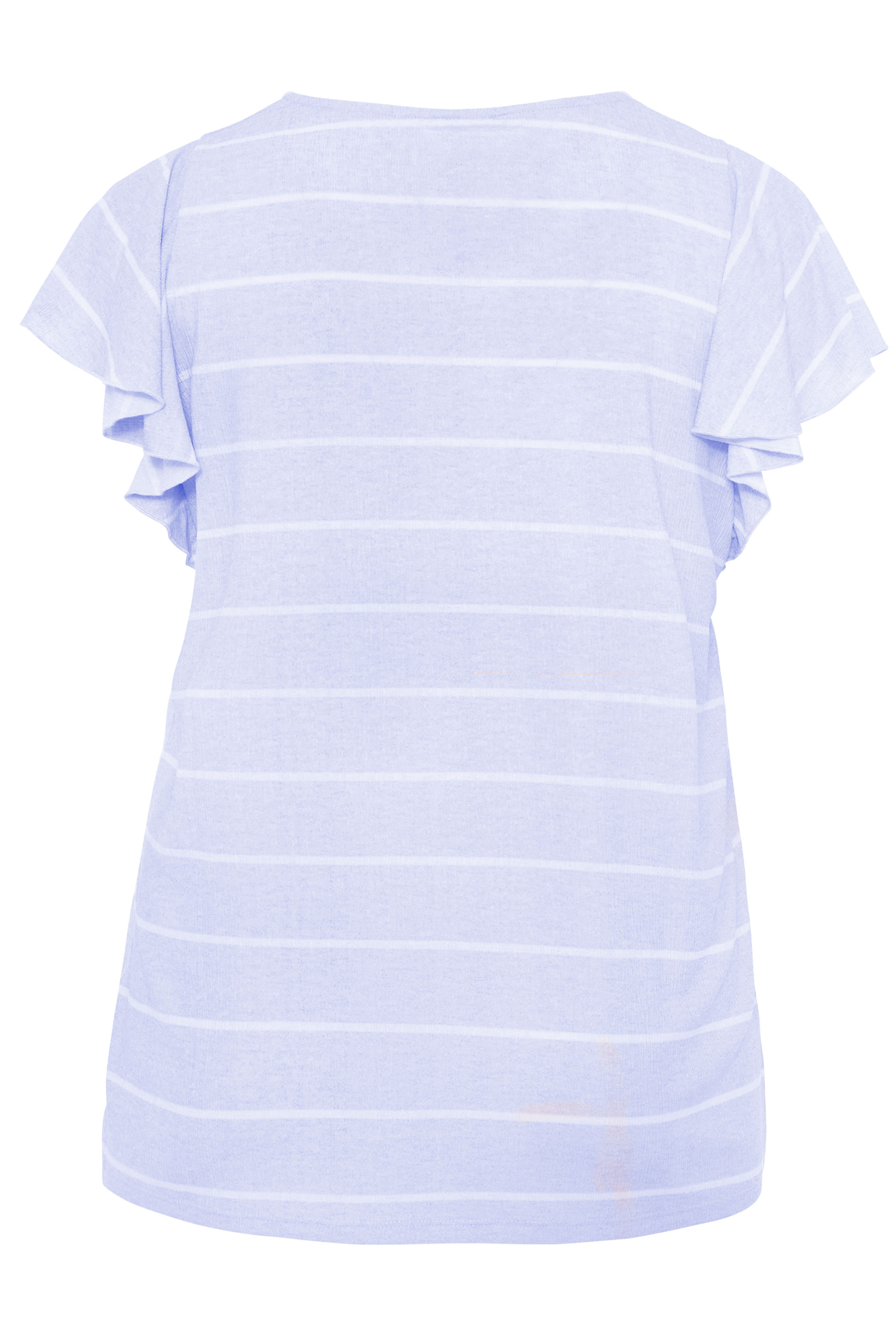 Grande taille  Tops Grande taille  Tops Casual | T-Shirt Bleu Imprimé Rayures Col V - XH39745