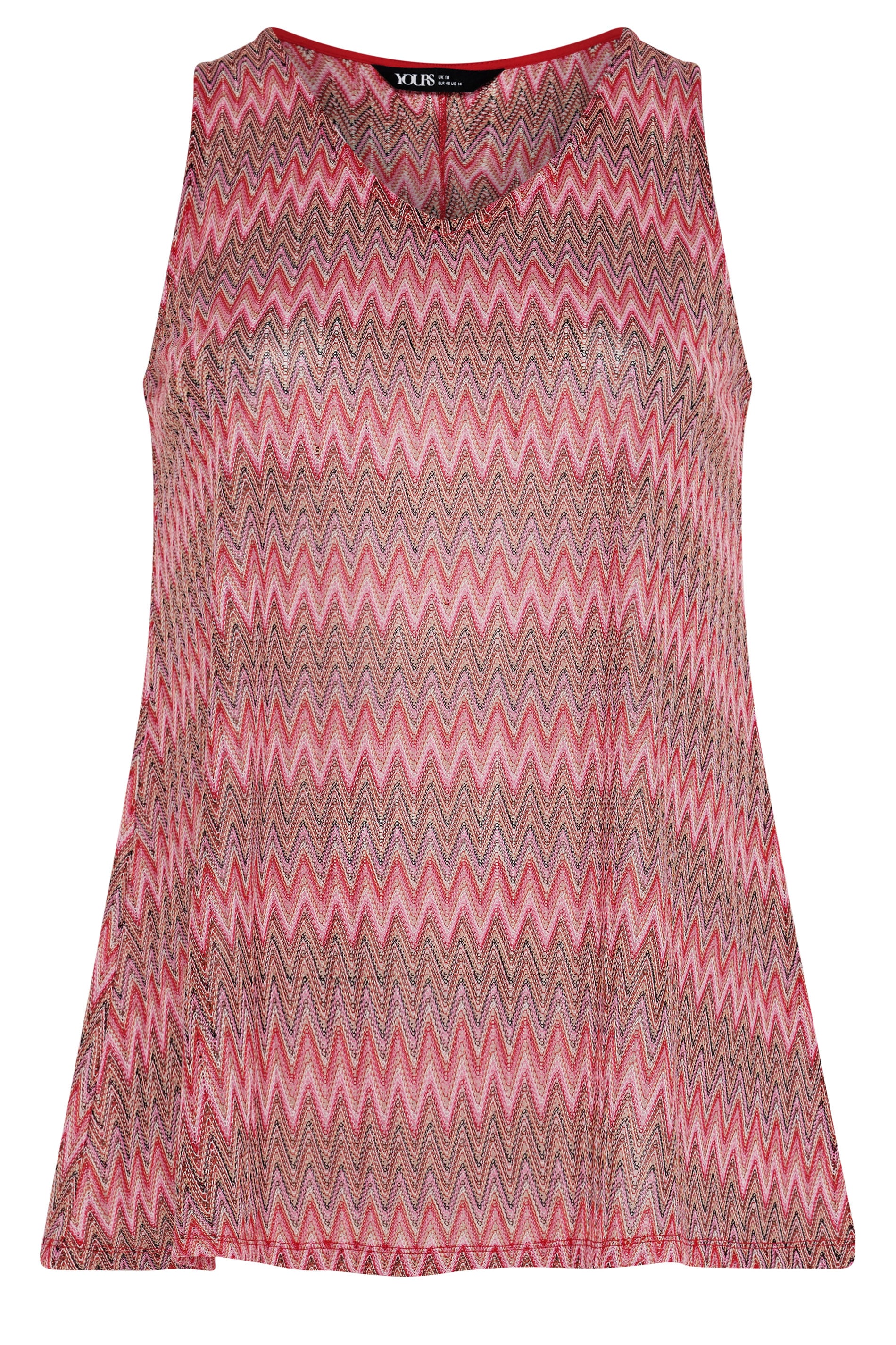 YOURS Plus Size Pink Zig Zag Vest Top | Yours Clothing 5