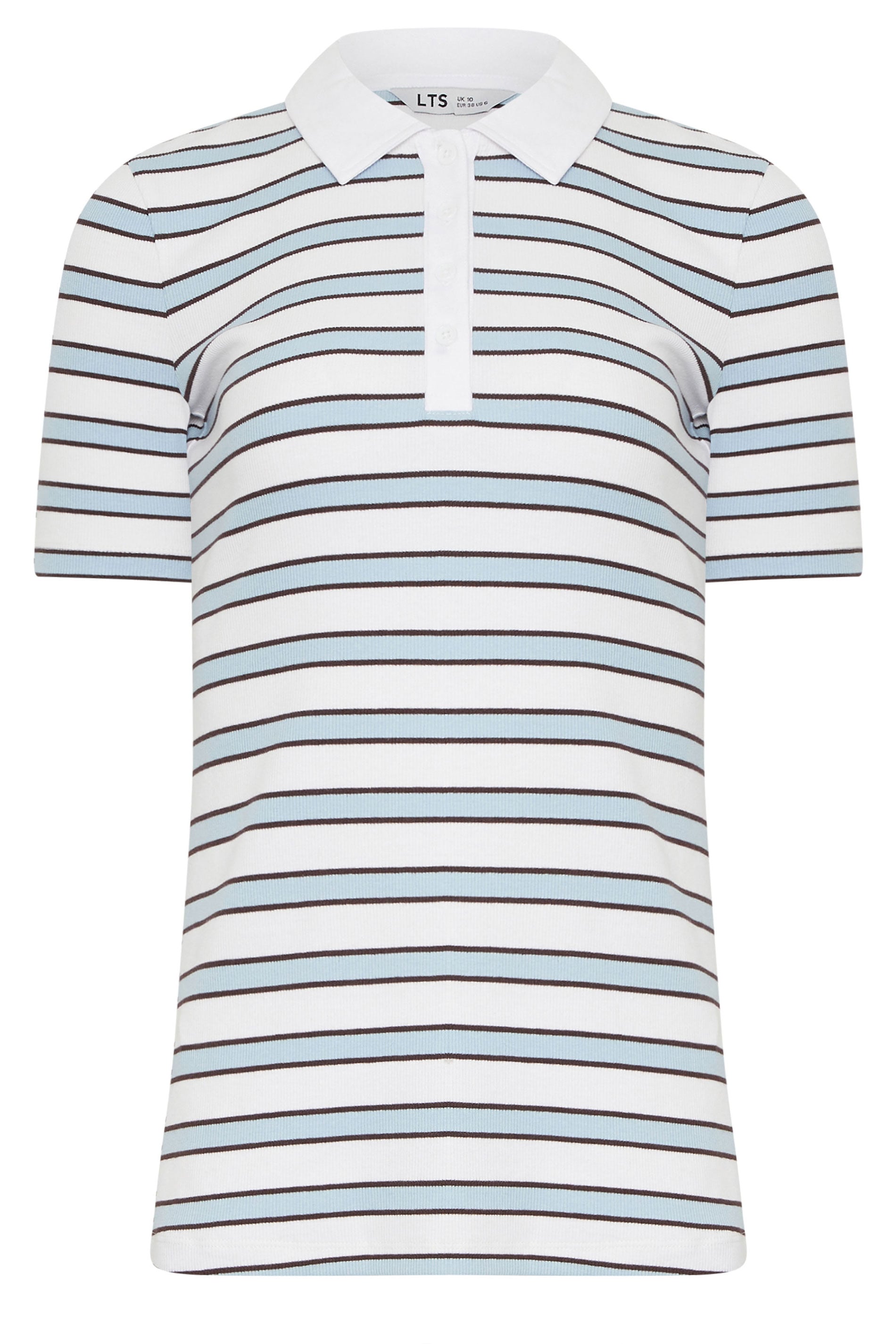 LTS Tall Women's White & Blue Stripe Polo Top | Long Tall Sally 5