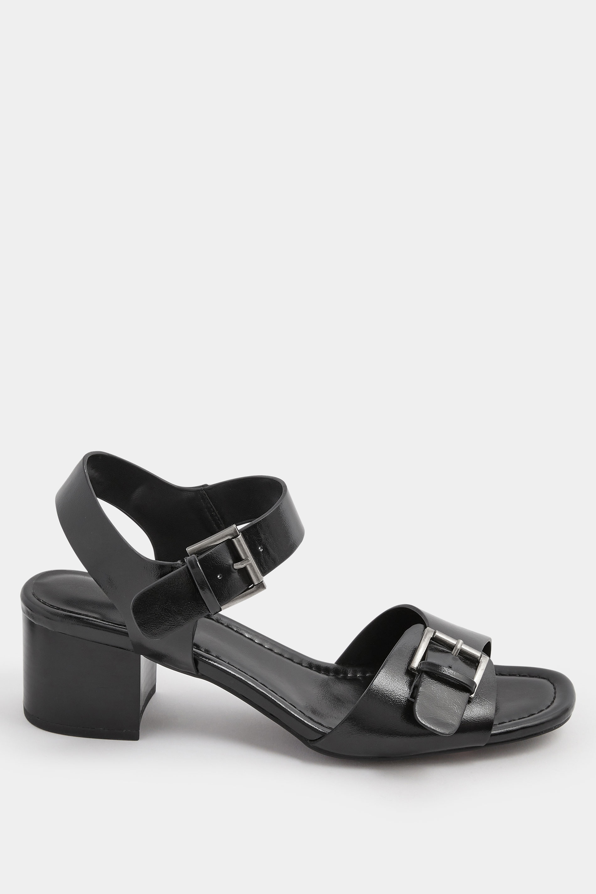 LTS Black Buckle Block Heel In Standard Fit | Long Tall Sally 4