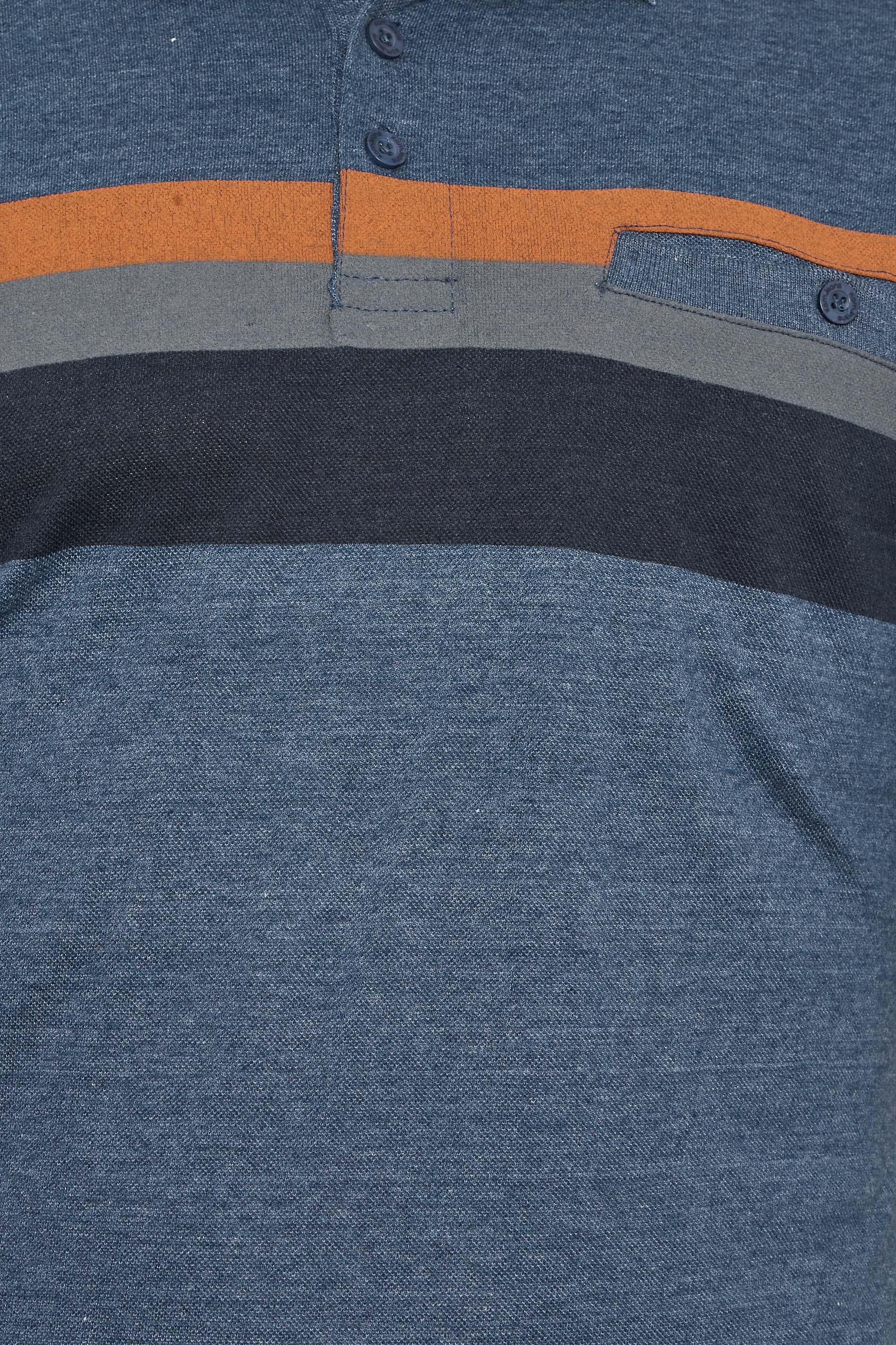 KAM Big & Tall Blue Stripe Polo Shirt | BadRhino 2