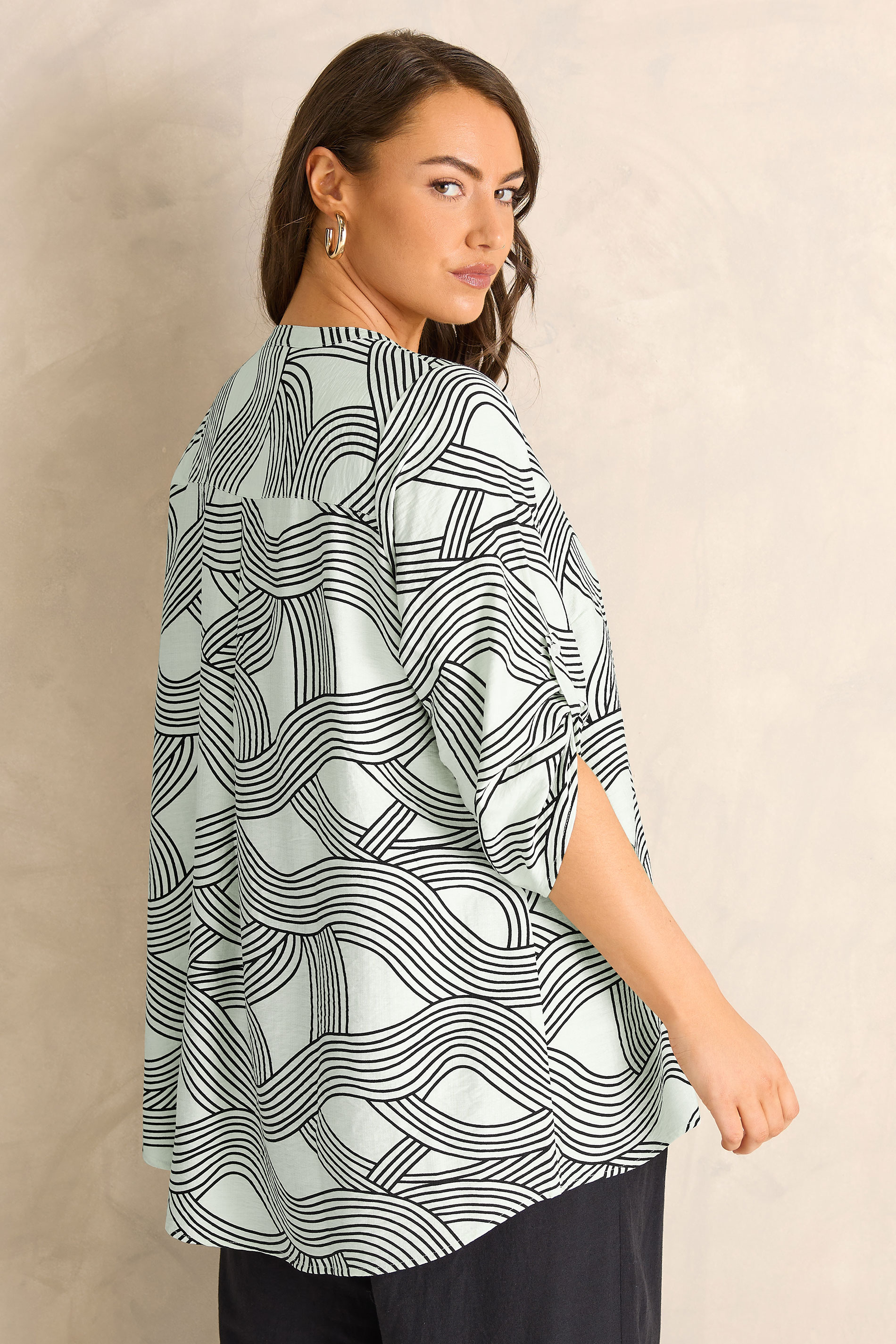 EVANS Plus Size White & Black Linear Blouse | Evans 2