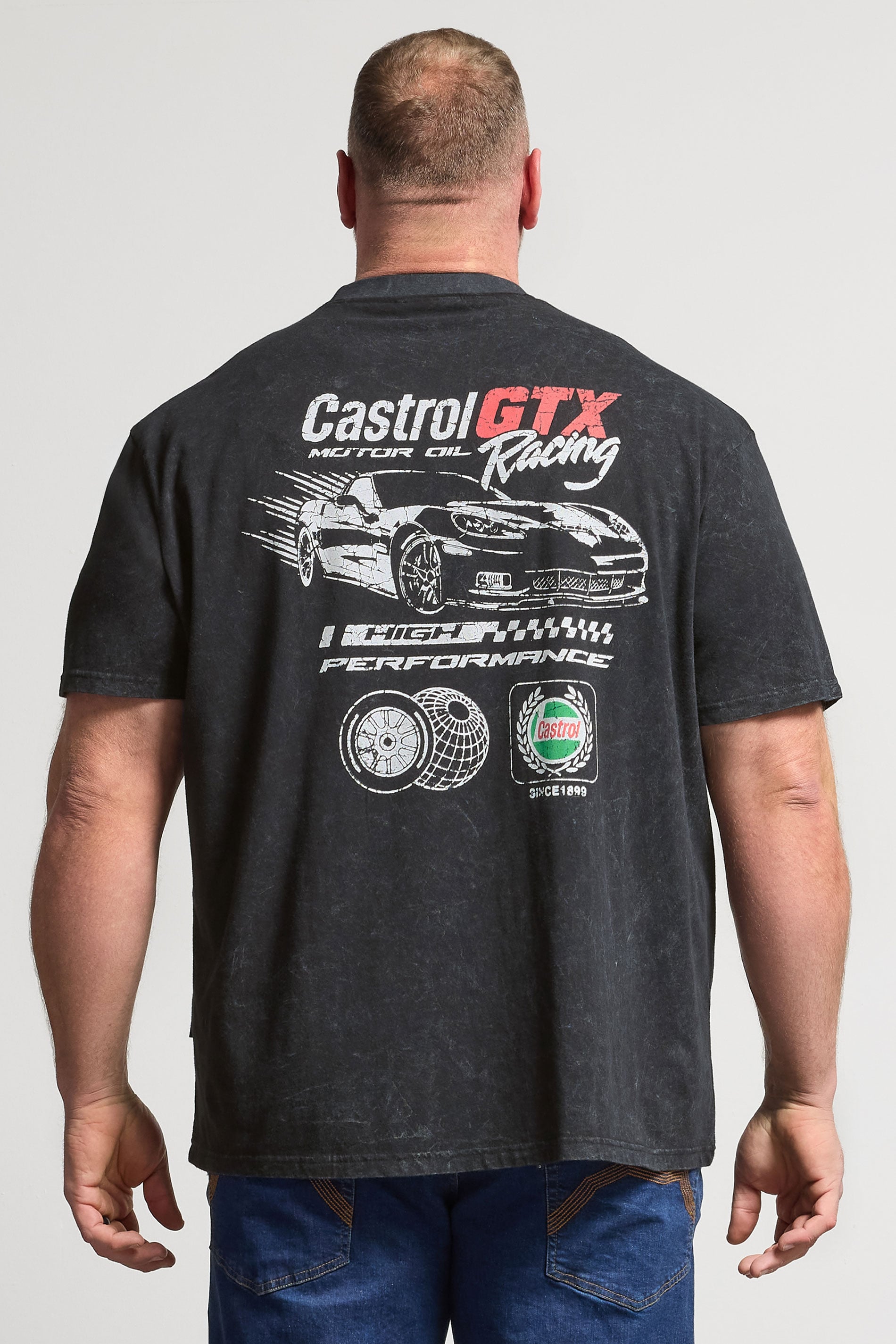 BadRhino Big & Tall Black Acid Wash 'Castrol' Graphic T-Shirt | BadRhino 2