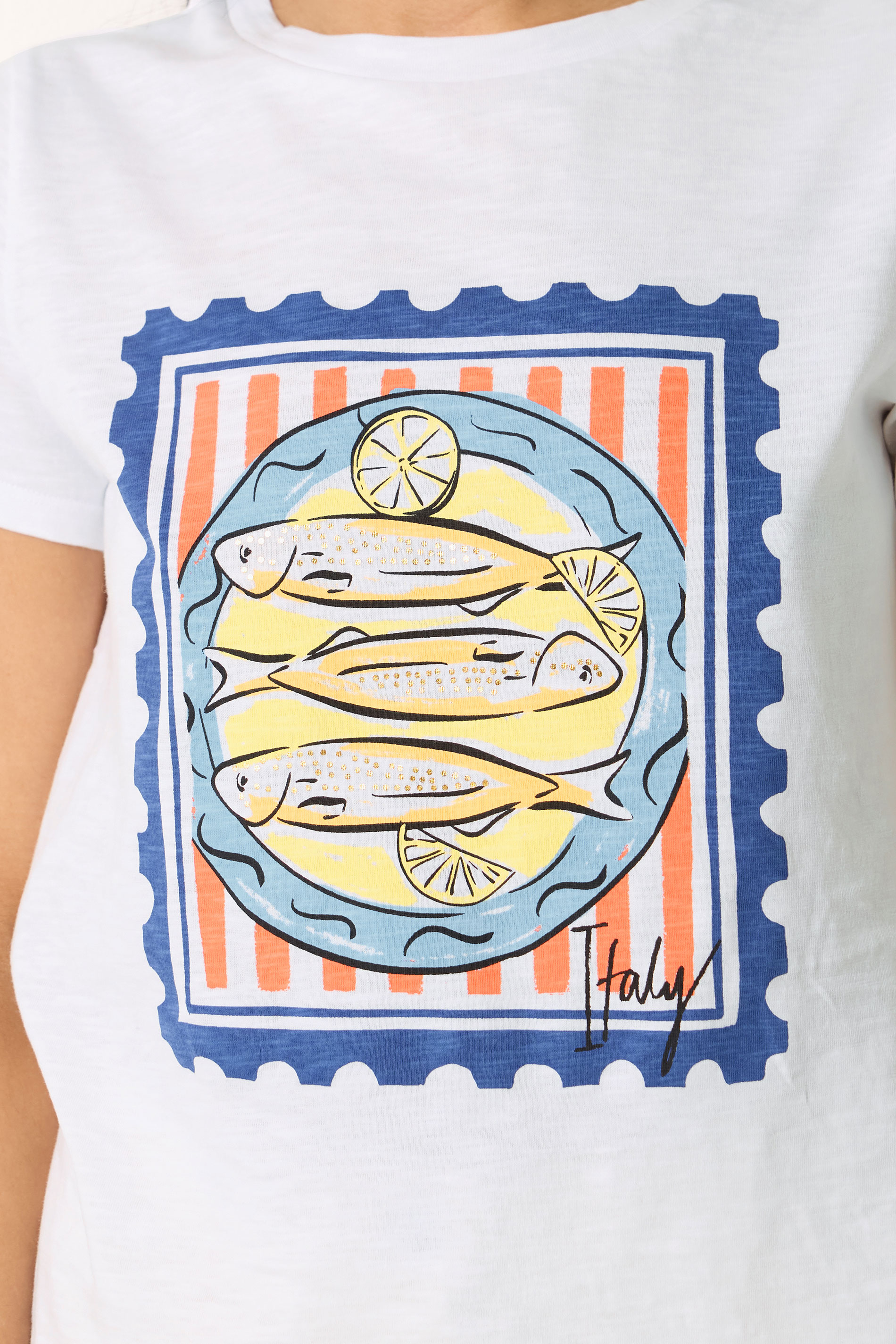 M&Co Petite White Sardine Graphic Print Cotton T-Shirt | M&Co 4