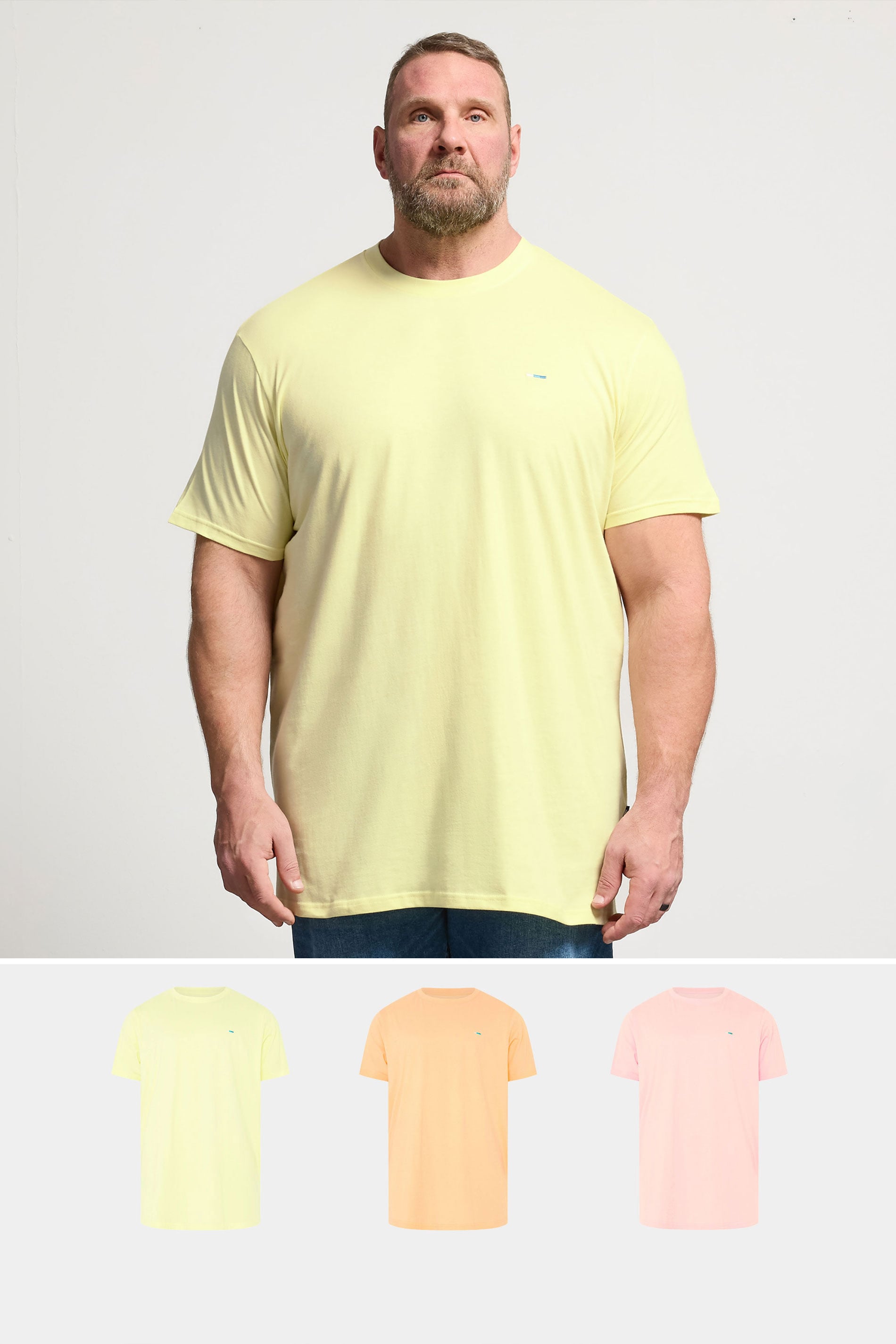 BadRhino Big & Tall 3 Pack Yellow/Pink/Orange Extra Long Core T-Shirts | BadRhino 2