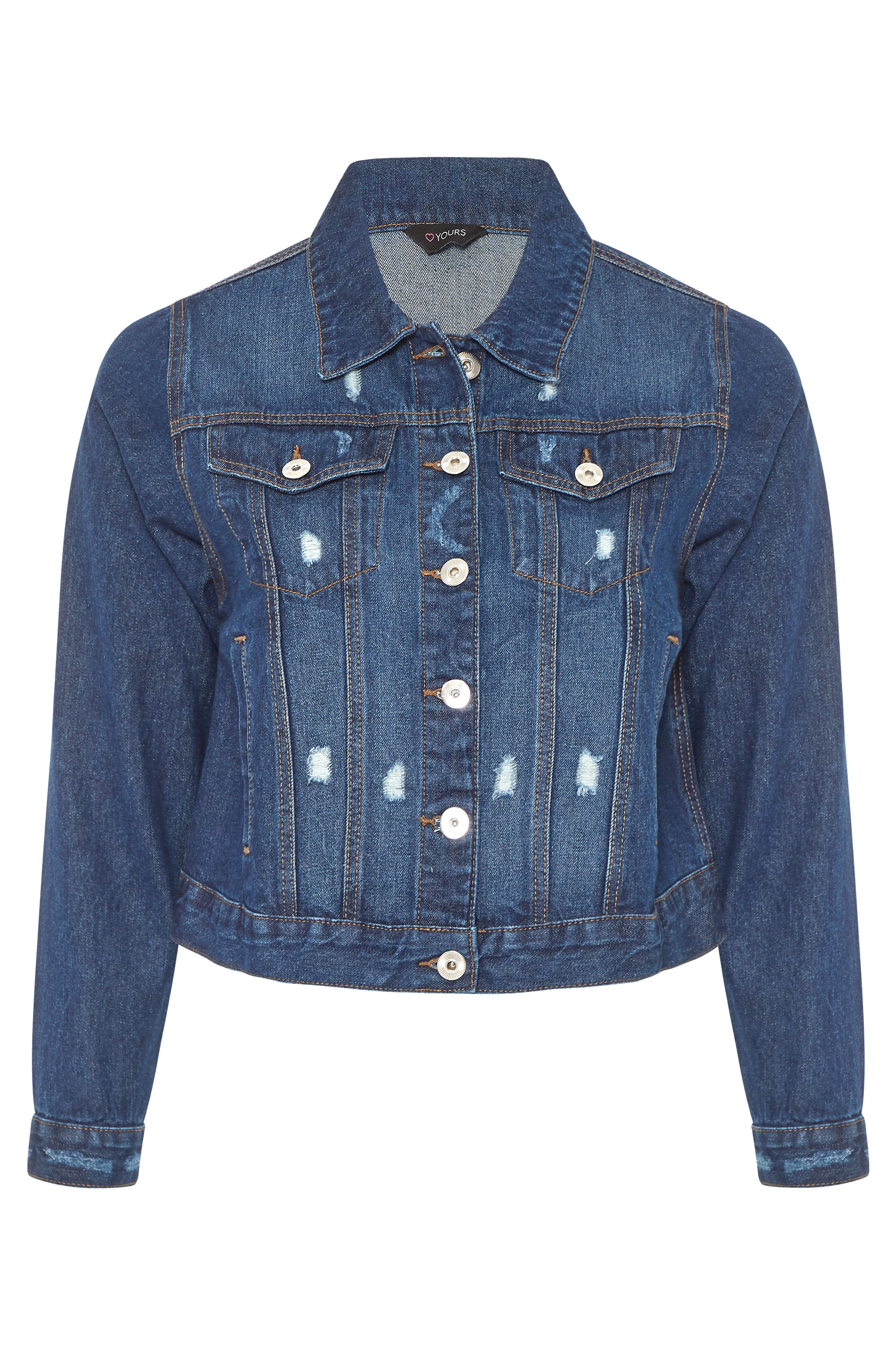 Groen Afsnijden Kameraad Indigo Blue Distressed Denim Jacket | Yours Clothing