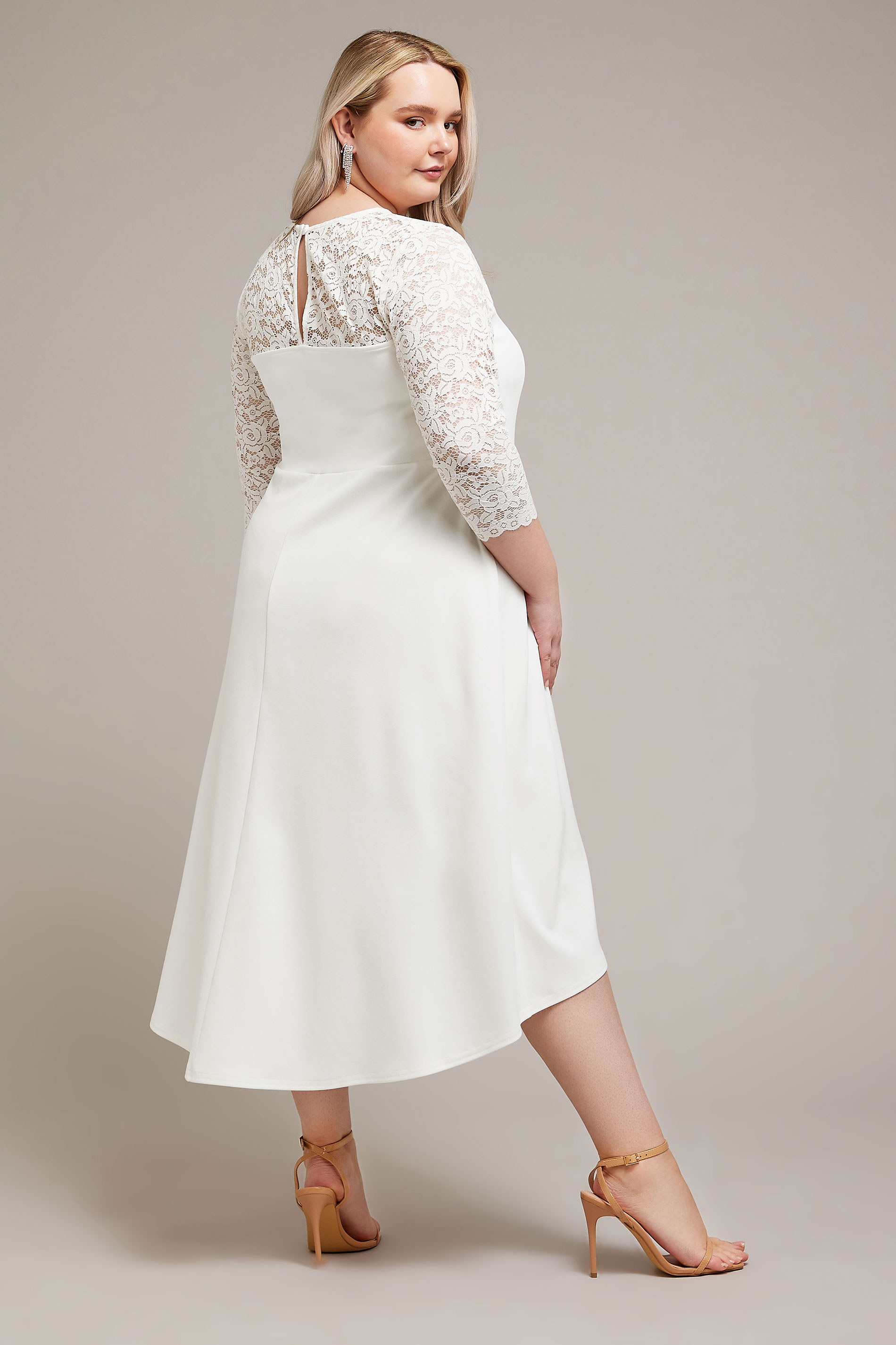 YOURS LONDON Plus Size White Lace Sweetheart Dress | Yours Clothing 3