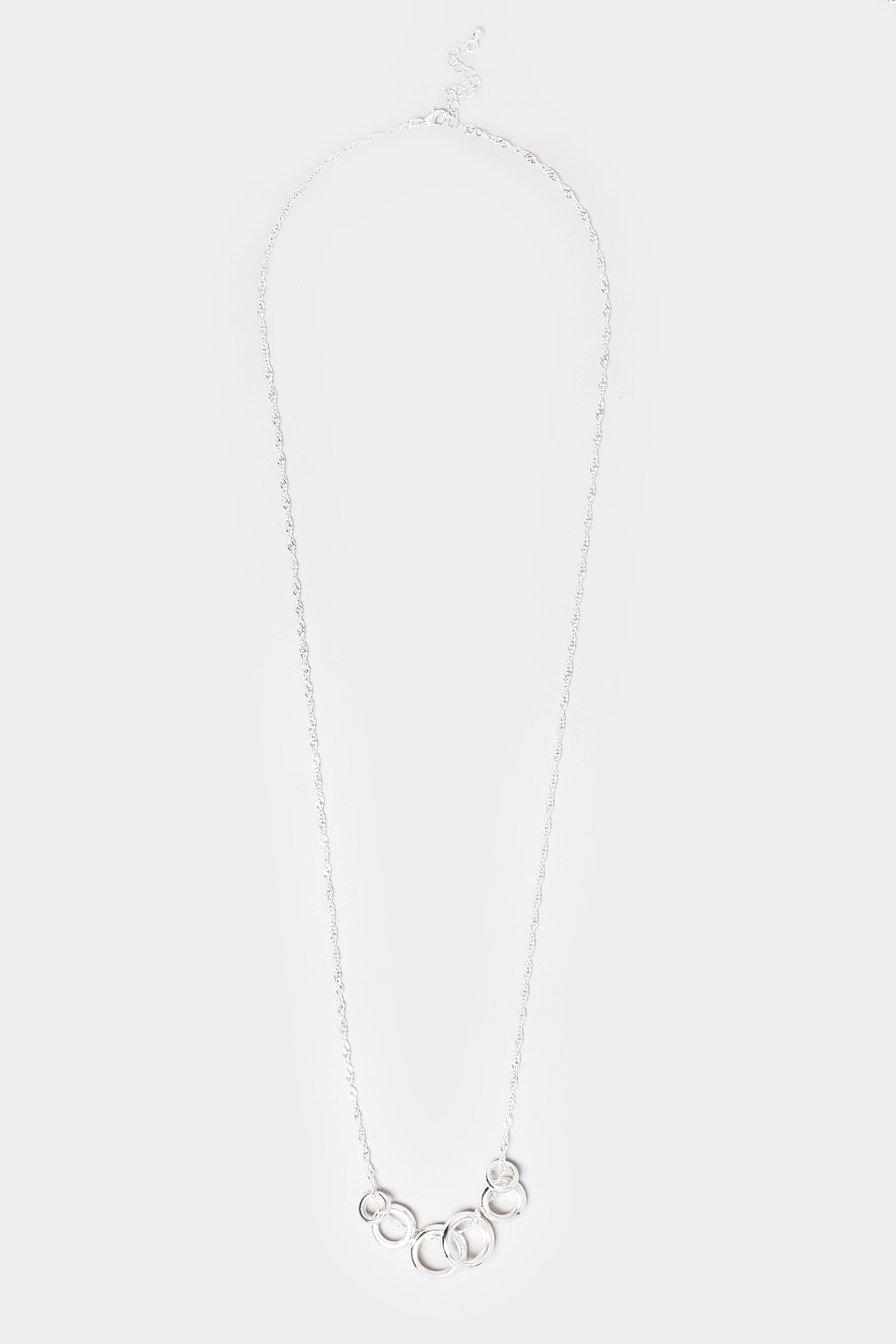 Silver Tone Ring Cluster Long Necklace | Yours Clothing 2